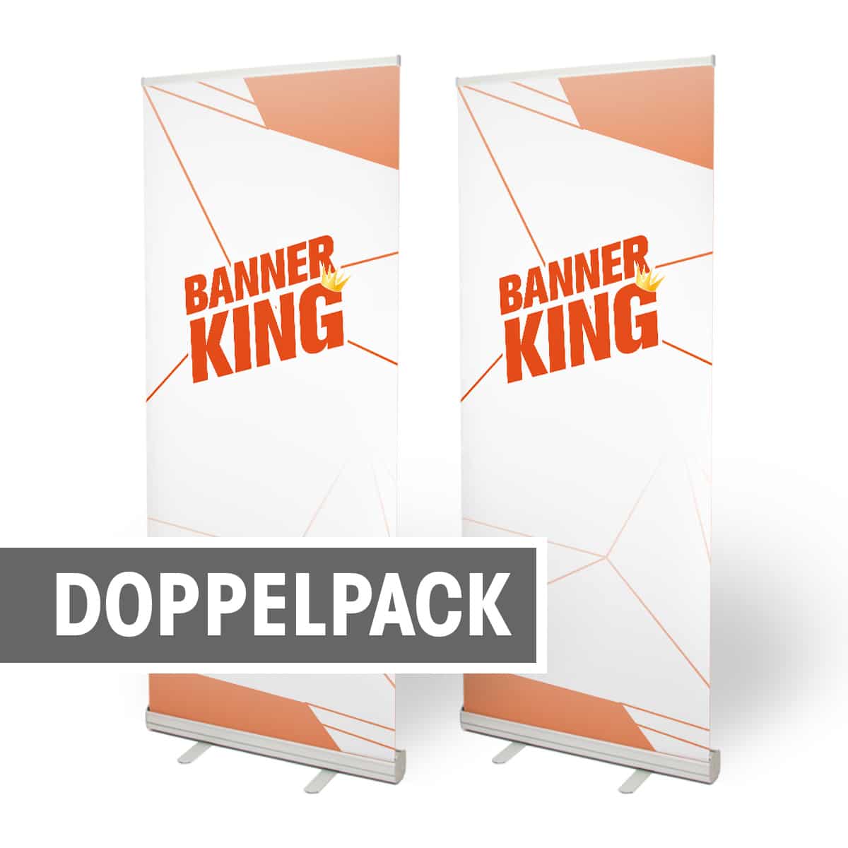Banner-King.de Facebook ad: Roll-up Power im Doppelpack, nur 𝟖𝟗,𝟎𝟎 €!