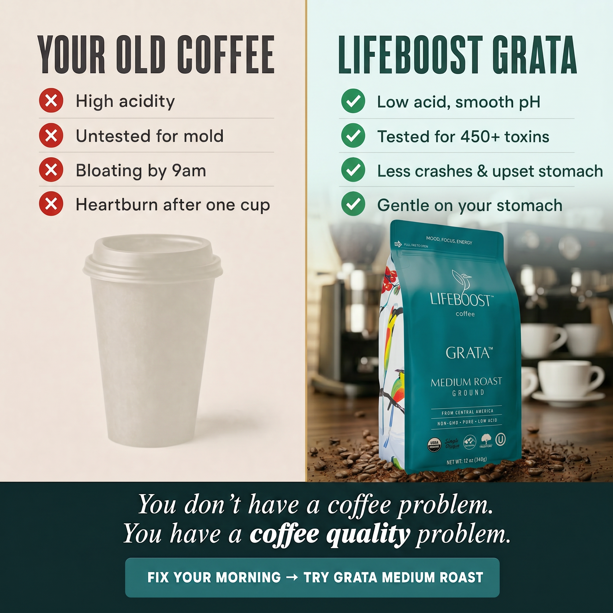 Lifeboost Coffee Facebook ad