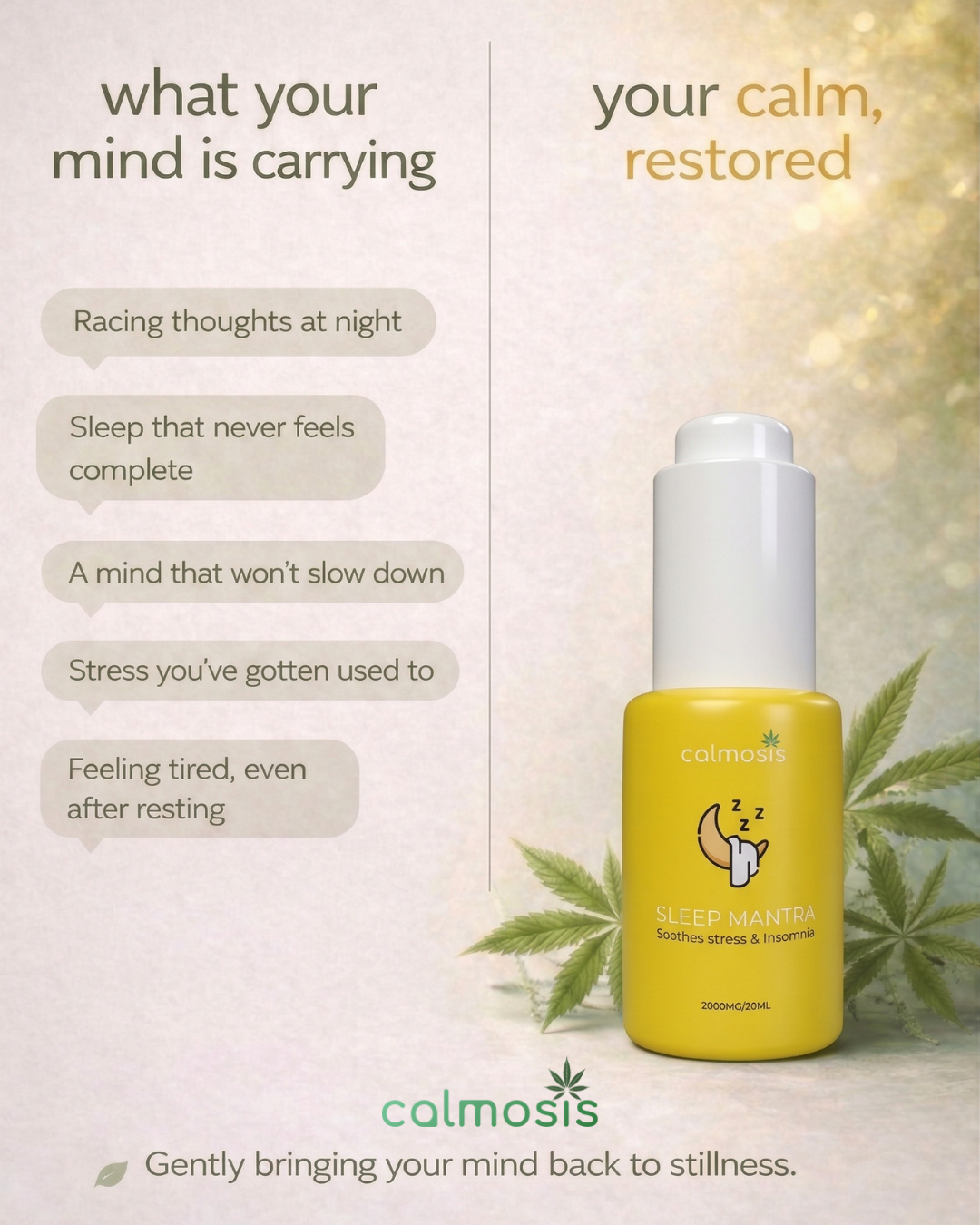 Calmosis.official Facebook ad: Sleep Mantra - Natural Sleep Aid with Cannabis & Ayurvedic…
