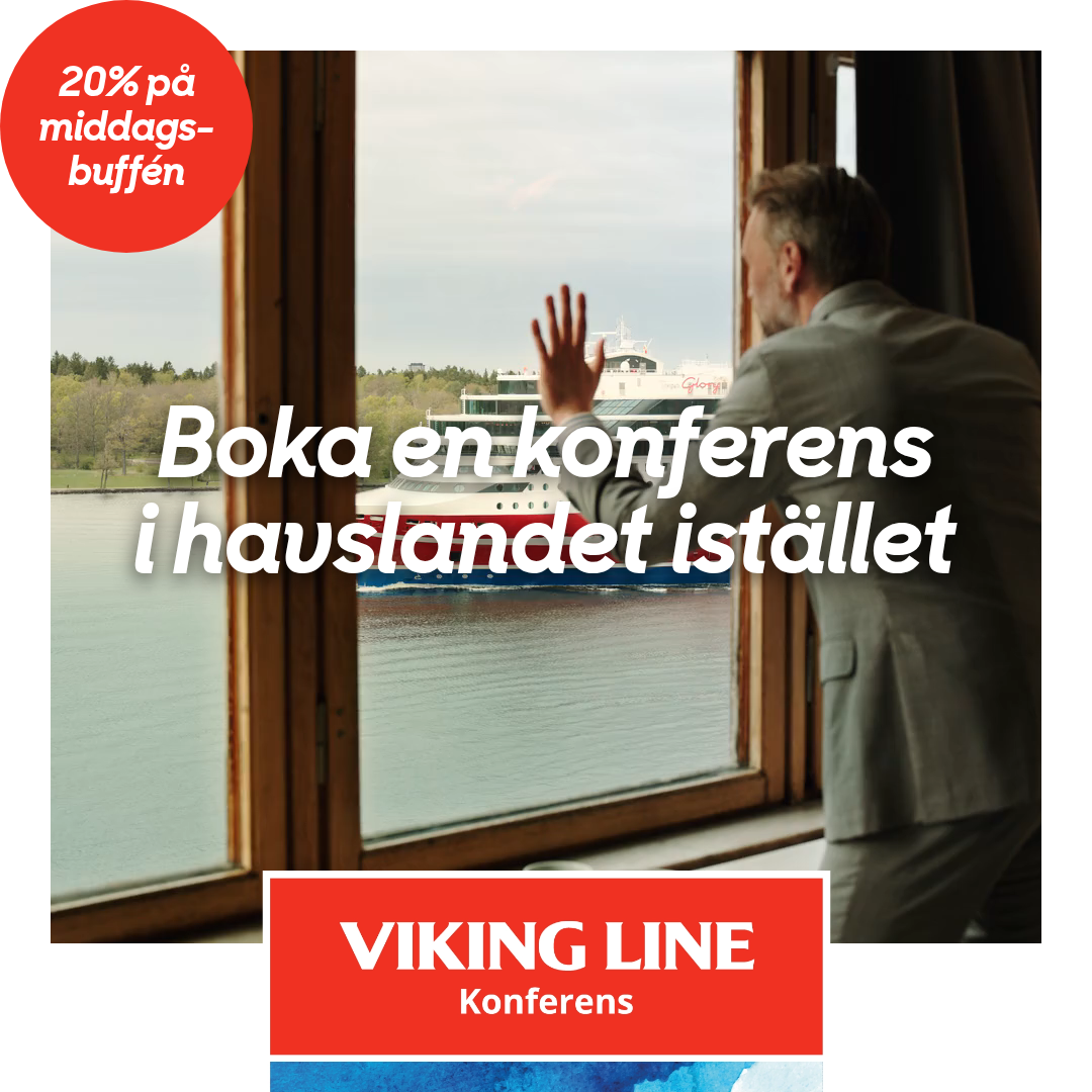 Viking Line Sverige Facebook ad: Boka en dagskonferens i havslandet istället.