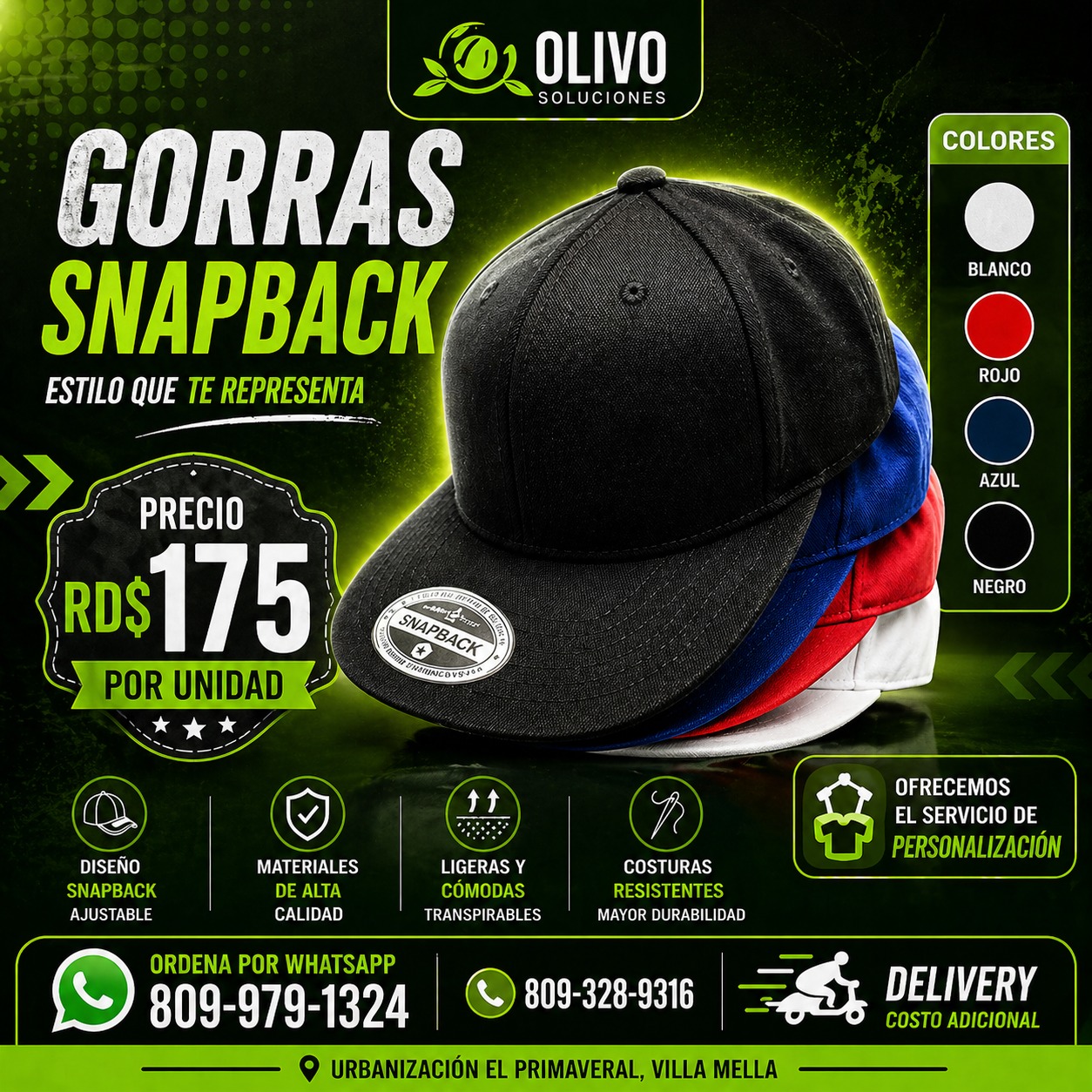 Luis Cifuentes Facebook ad: Gorras SNAPBACK, gorras para bordar, gorras para sublimar…