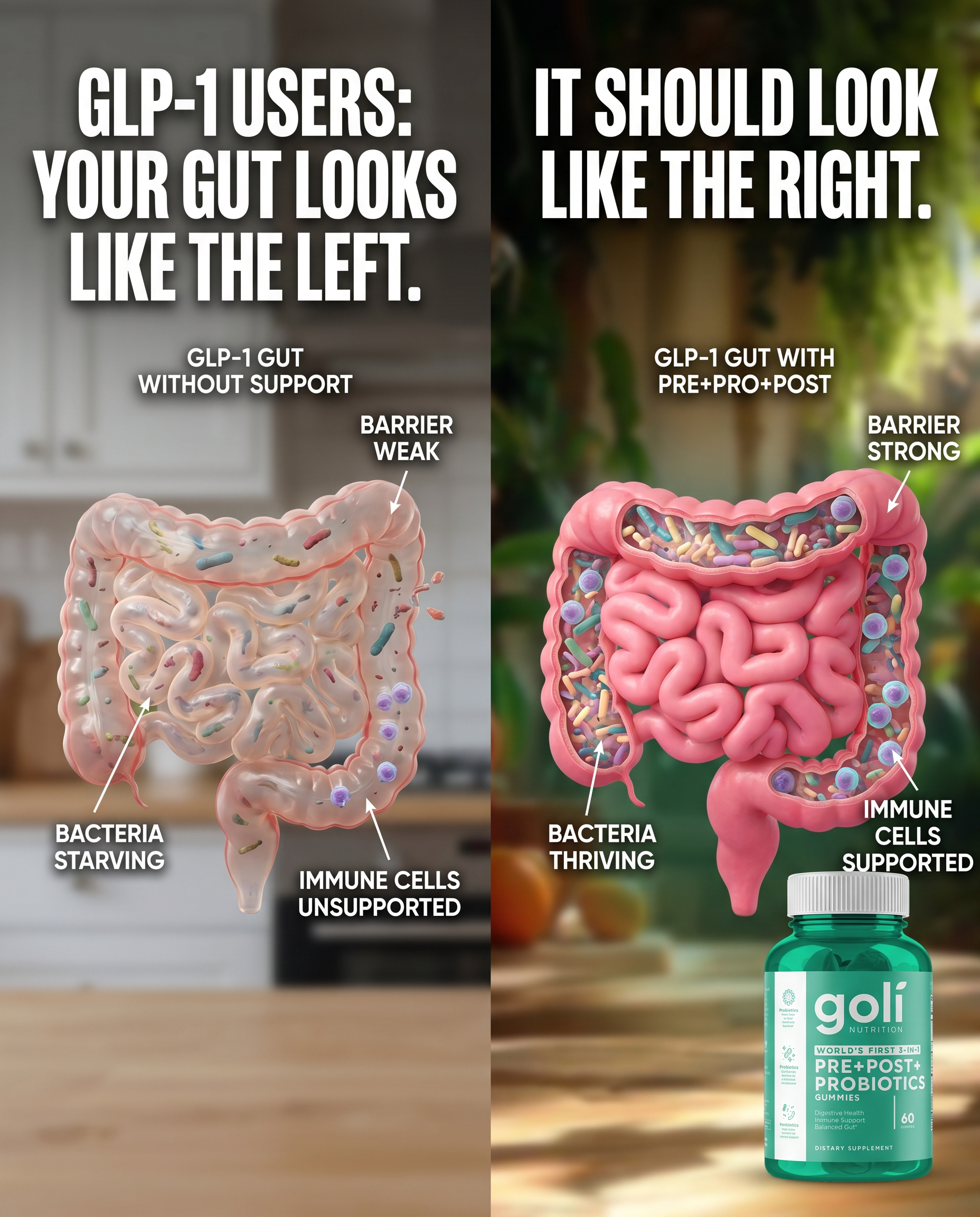 Goli Facebook ad: World's First 3 in 1 Probiotic Gummy