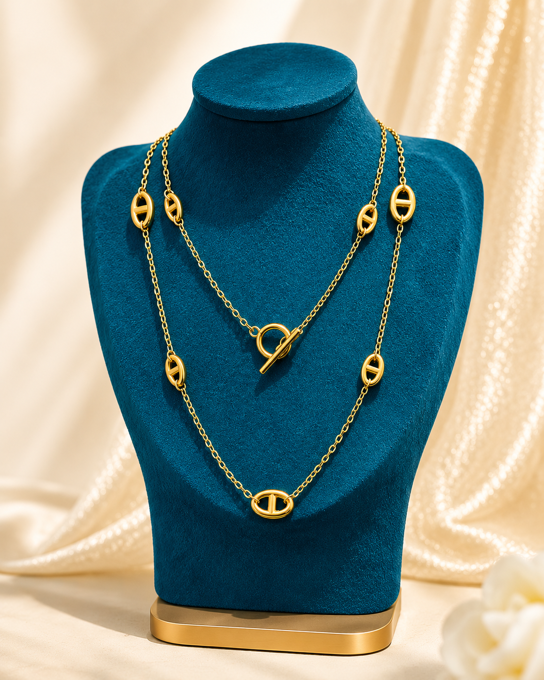 Silver Lining Jewellery India SLJIndia Facebook ad: Gold Long Chain Necklace - 24 inch