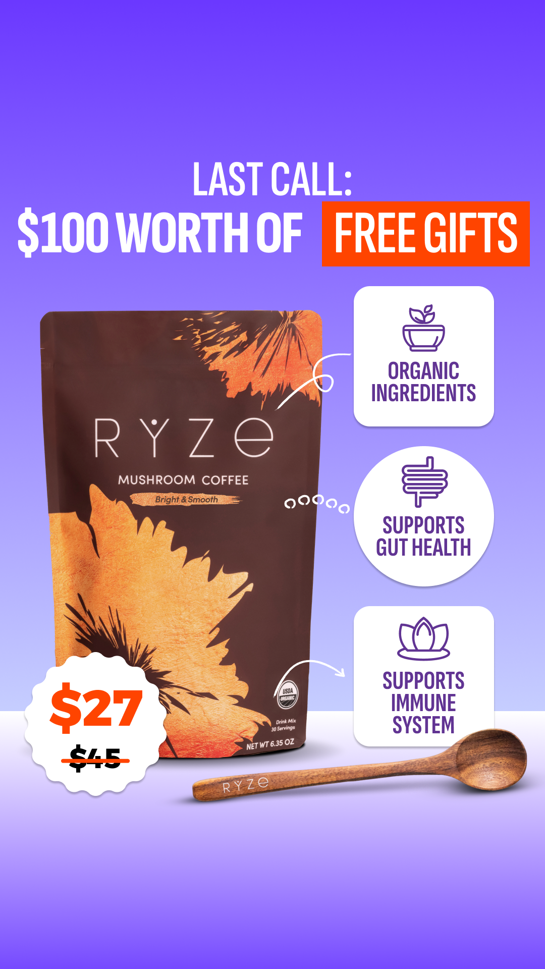 RYZE Superfoods Facebook ad