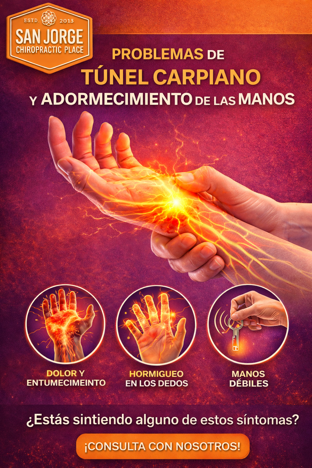 SAN JORGE CHIROPRACTIC PLACE Facebook ad from Jan 8, 2026