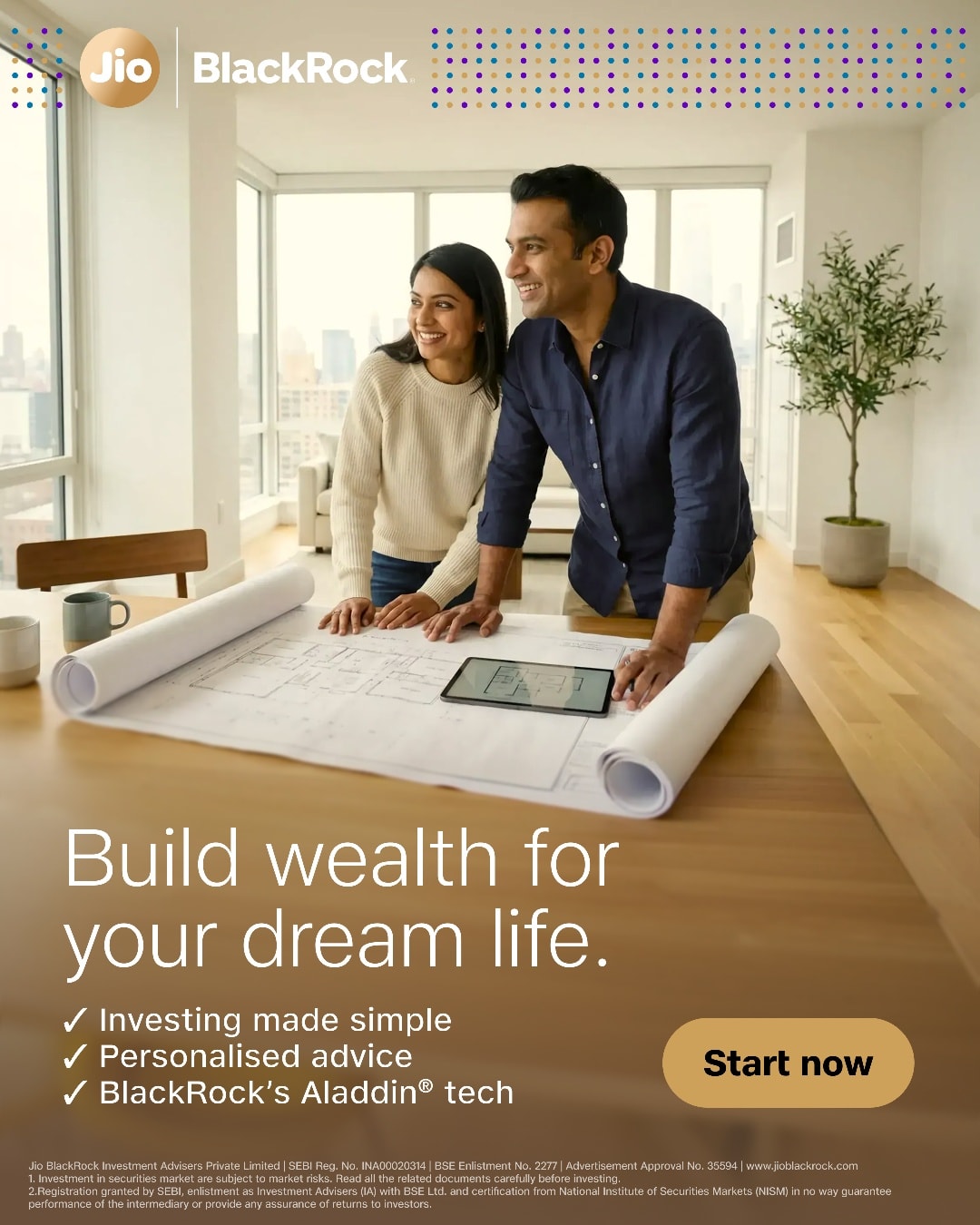 JioBlackRock Facebook ad: Build wealth for your dream life.