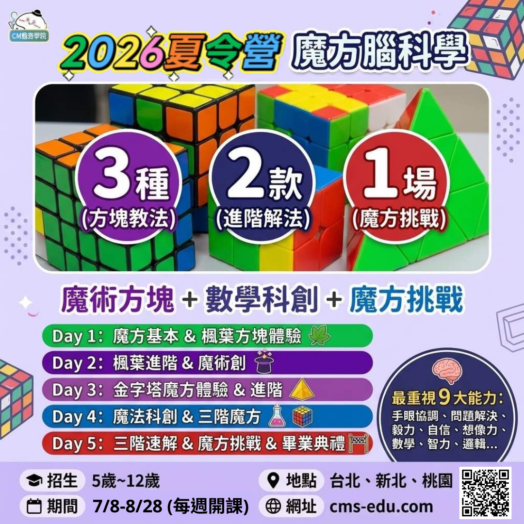 CM 魅奇學院 - 才藝素養教育的領導品牌 Facebook ad: 2026夏令營週週開課!