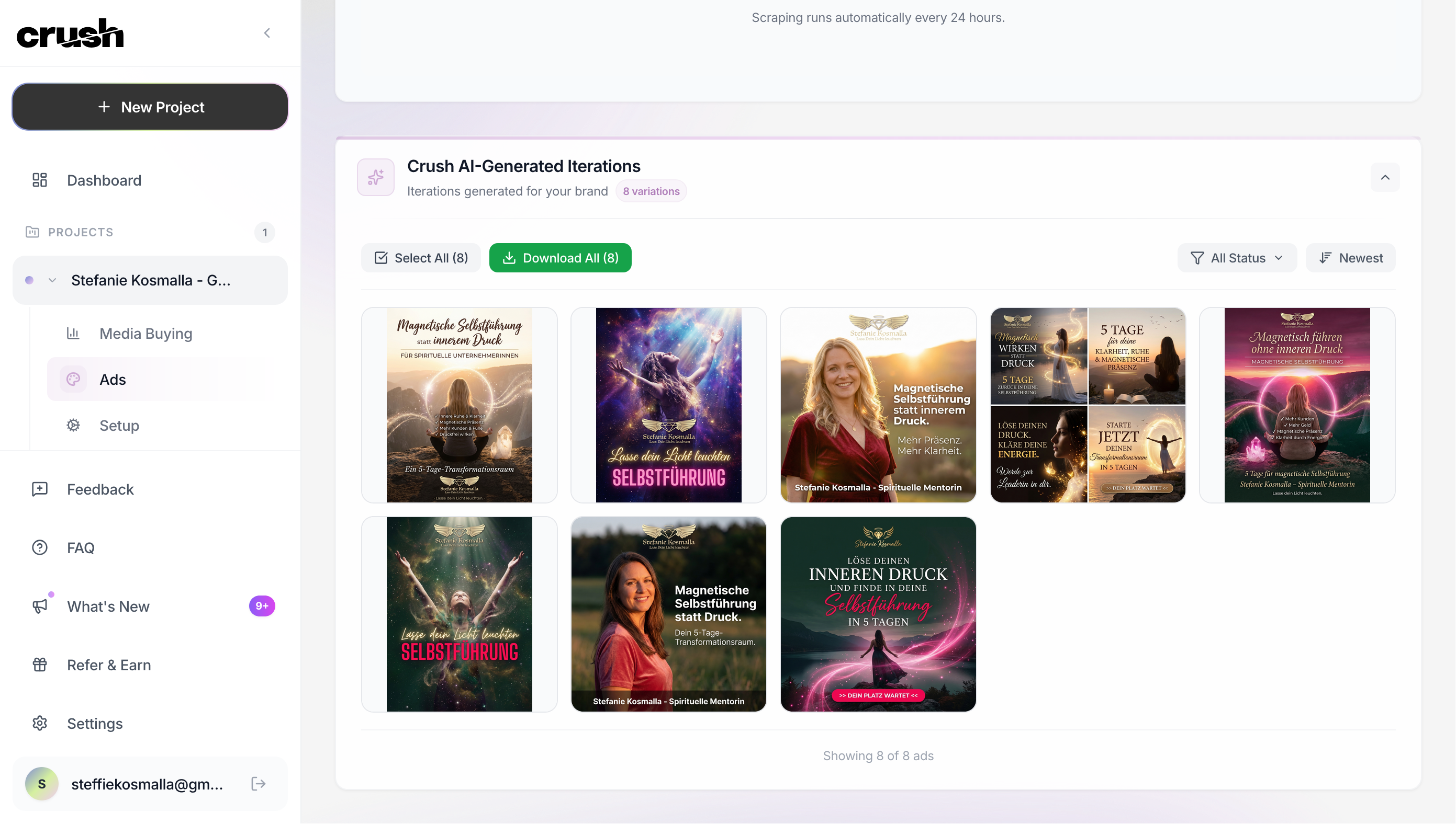Stefanie Kosmalla Geistheilerin Facebook ad: Magnetische Selbstführung in 5 Tagen