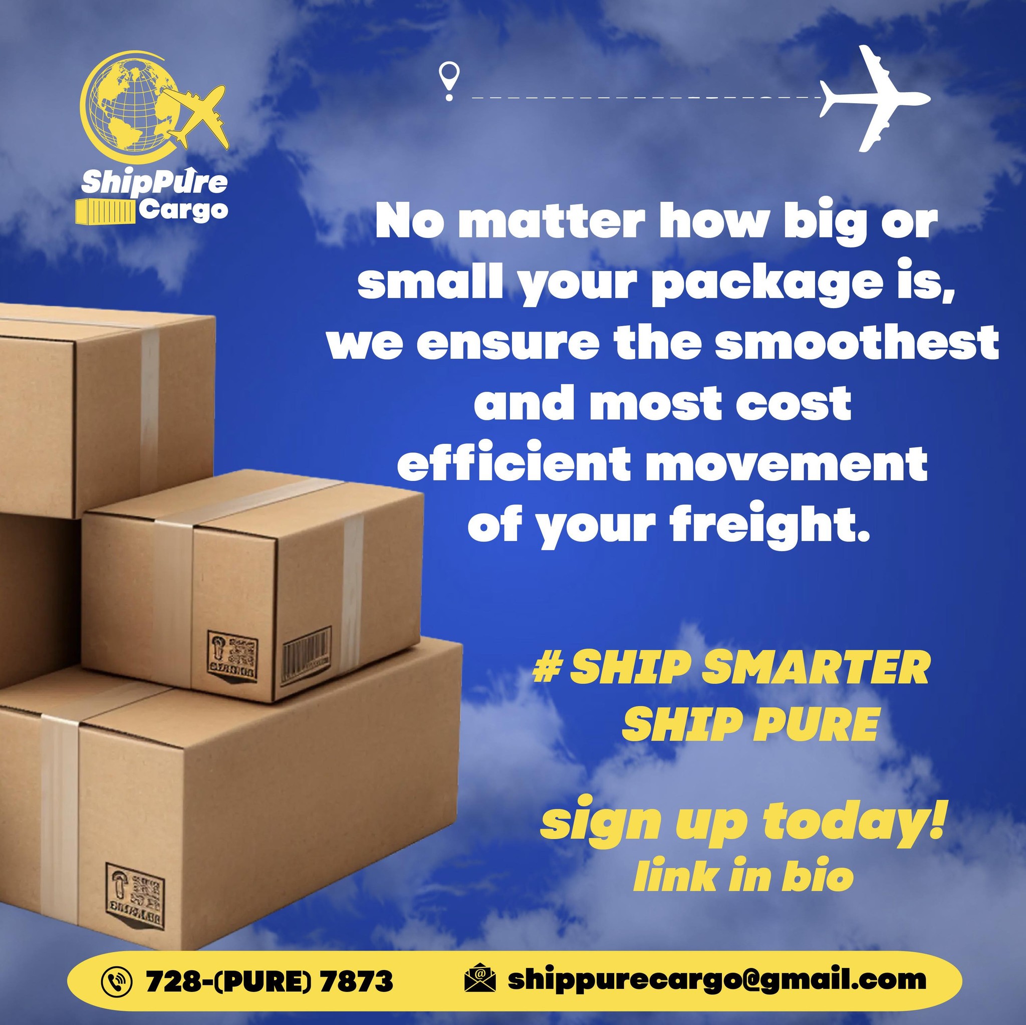 ShipPure Cargo Facebook ad: Shipping made PURE & simple.