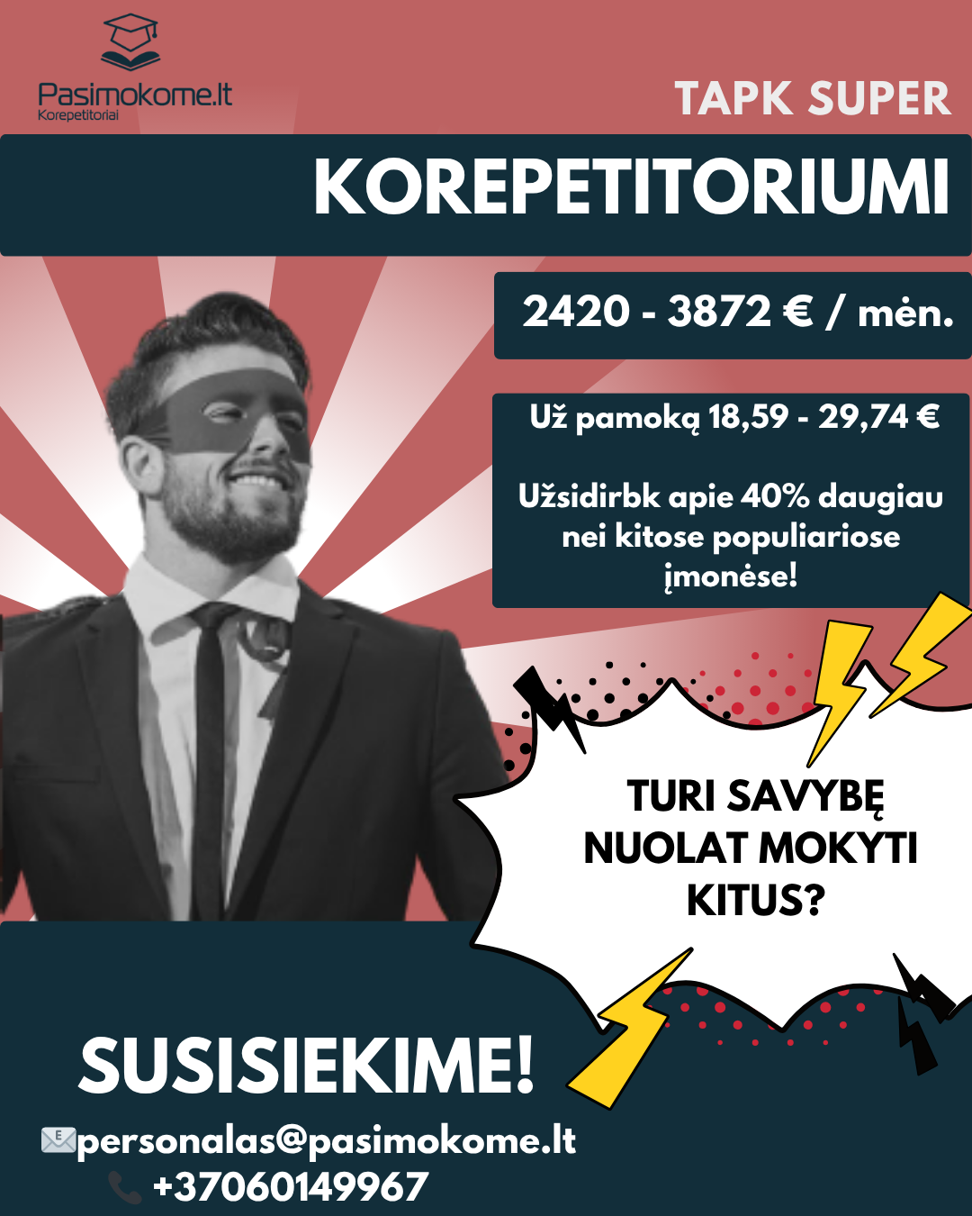 Pasimokome.lt korepetitoriai Facebook ad