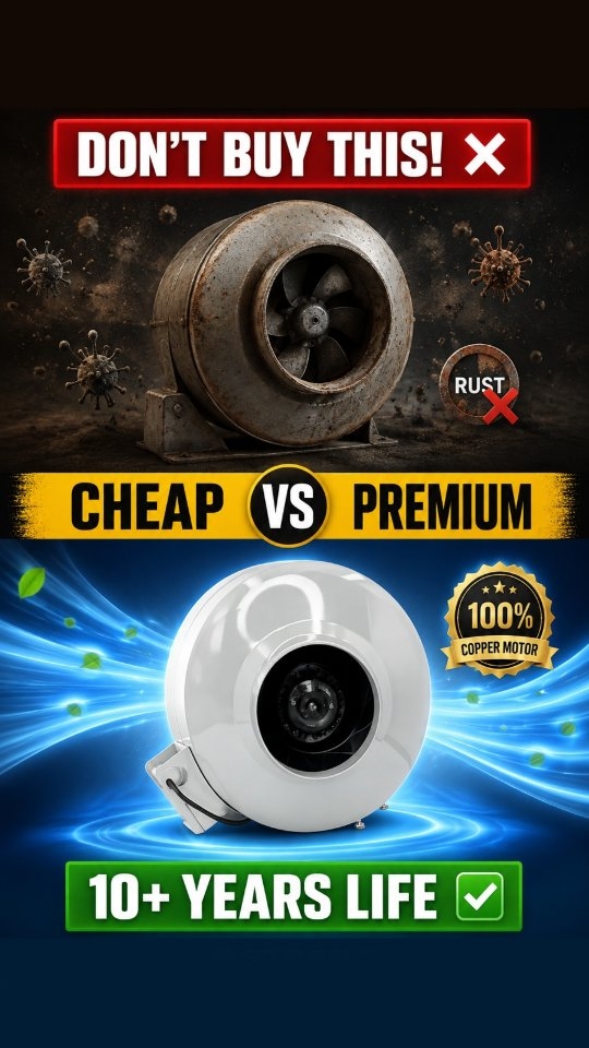 Astberg Ventilation Facebook ad: Cheap fan = 1 year life.