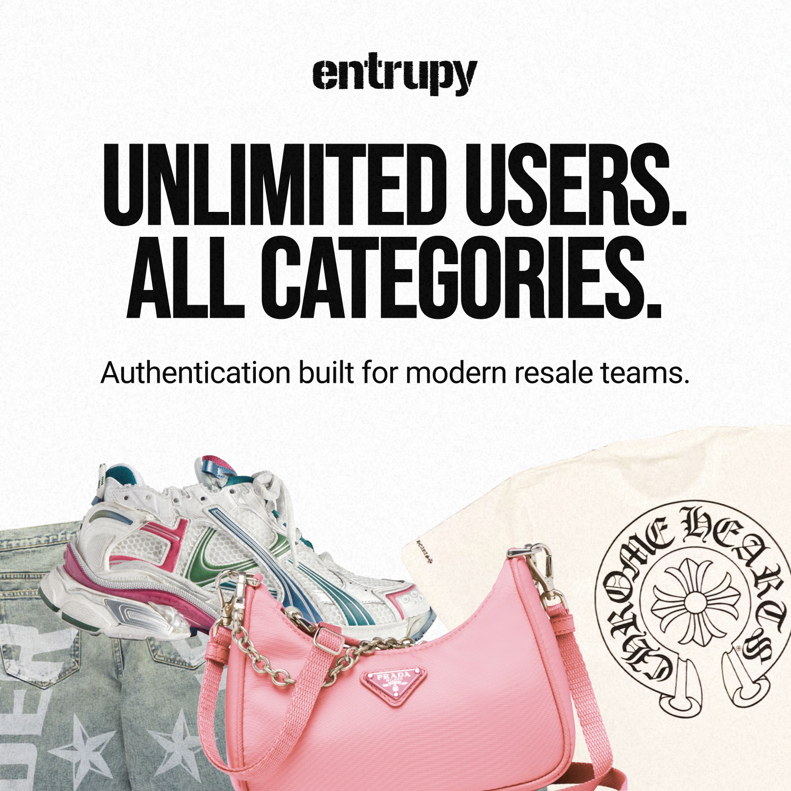 Entrupy Facebook ad: Finally, one app for everything you sell.