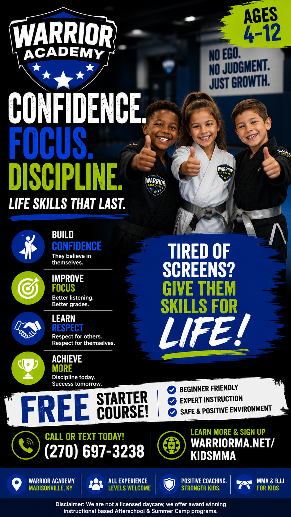Warrior Academy Facebook ad