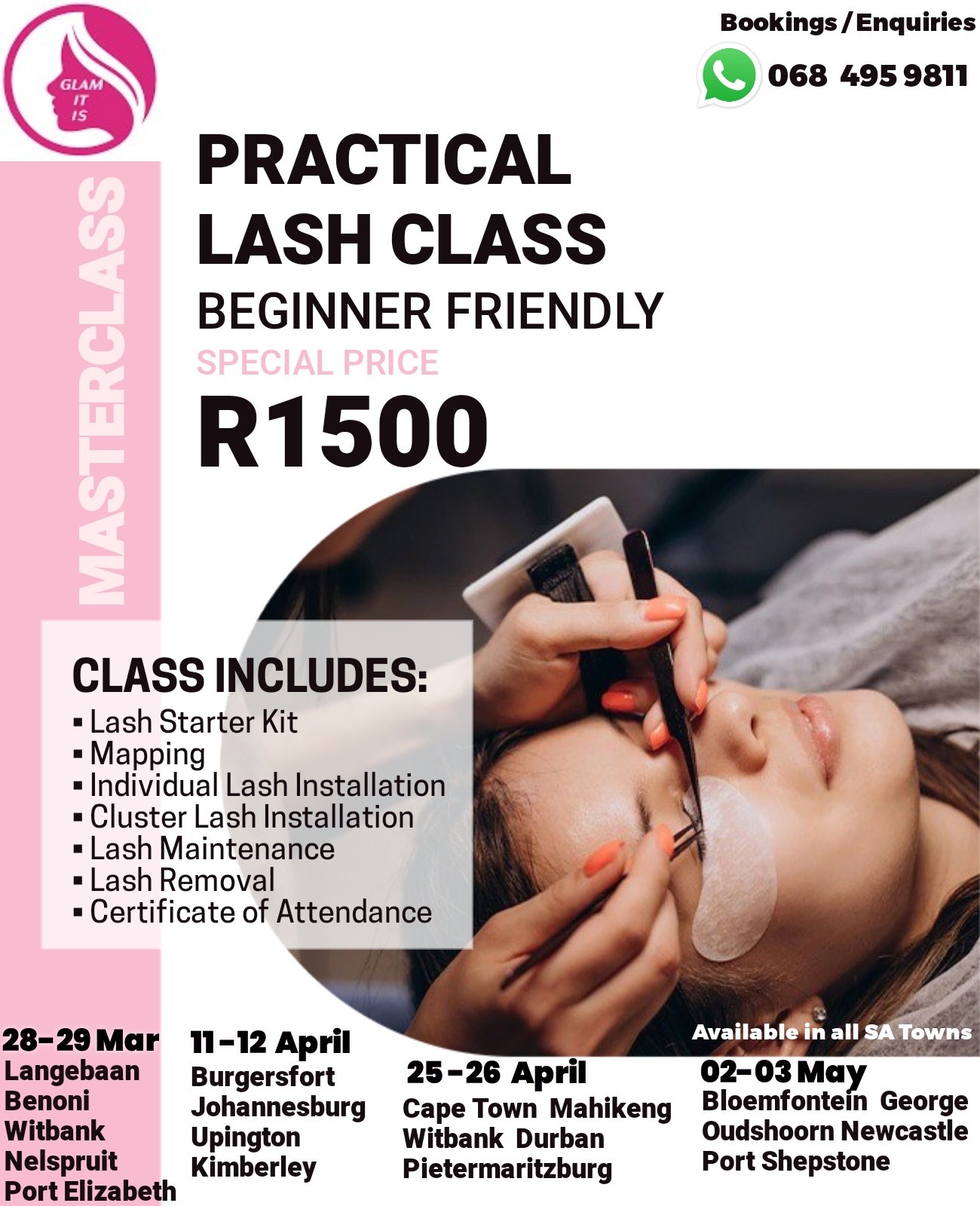 Glam It Is Facebook ad: 2026 Lash Training Schedule