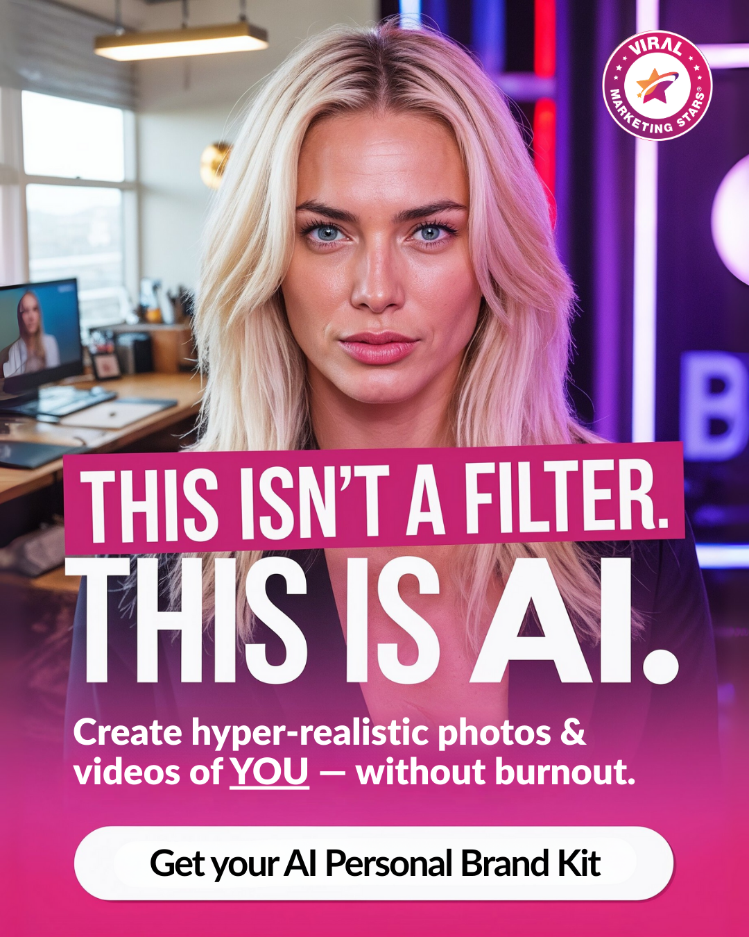 Katya Varbanova Facebook ad: Your face + AI + Brand psychology = more visibility & $$$