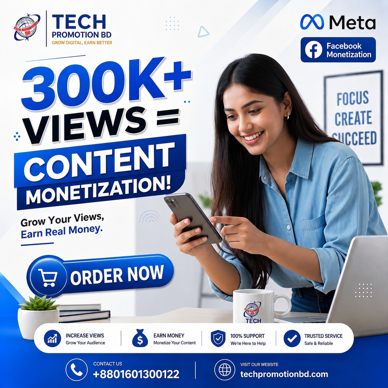 Tech Promotionbd.Com Facebook ad: 300K রিয়েল এন্ড অর্গানিক Views