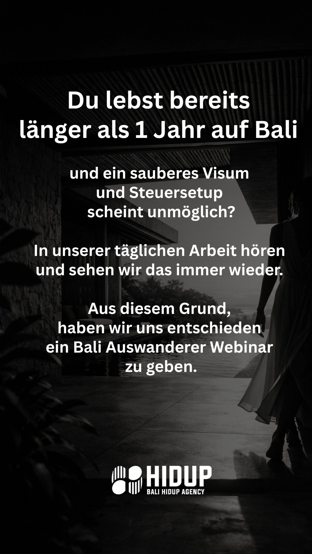 Bali Hidup Agency Facebook ad: Bali Auswanderer Webinar: Visum, Steuern & Firmengründung