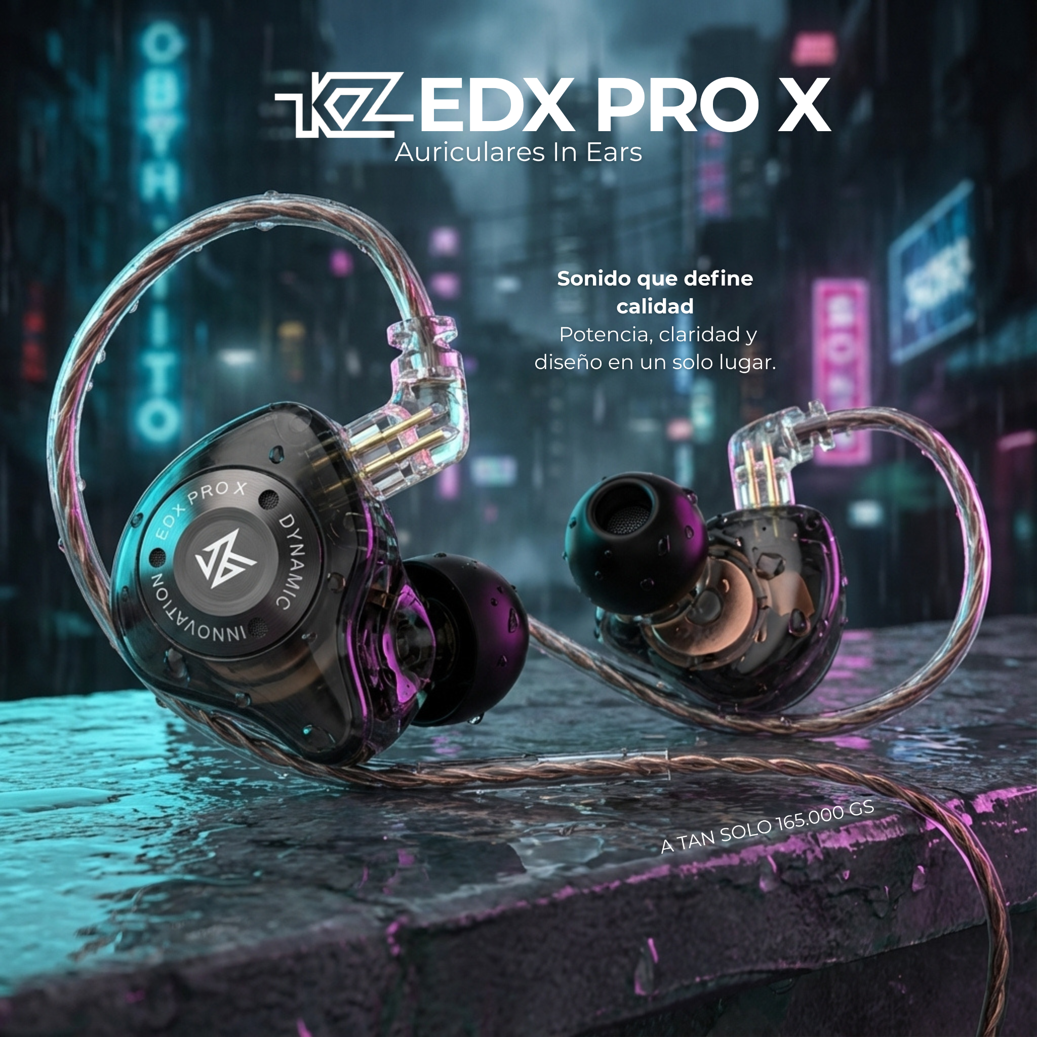 CheTienda PY Facebook ad: KZ EDX Pro X, Graves potentes y claridad…