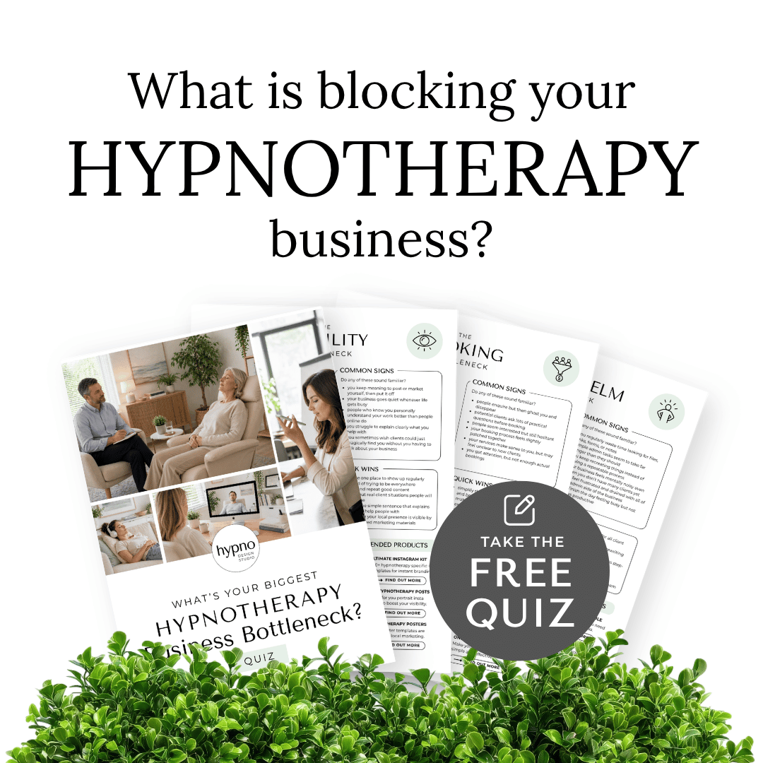Hypno Design Studio Facebook ad: Find your Hypnotherapy Business Bottleneck