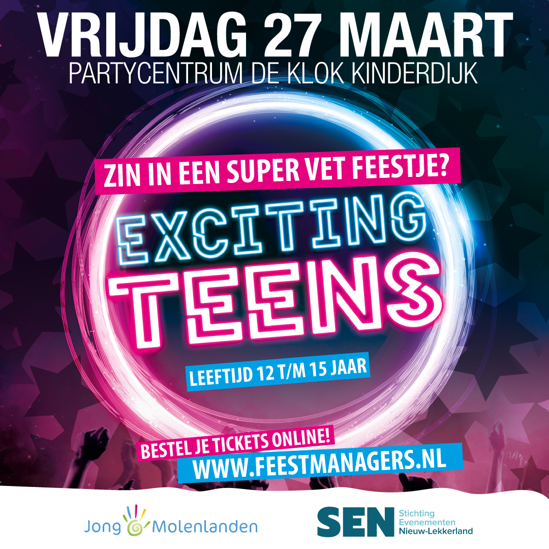 Feestmanagers Facebook ad: Exciting Teens | Partycentrum De Klok Kinderdijk