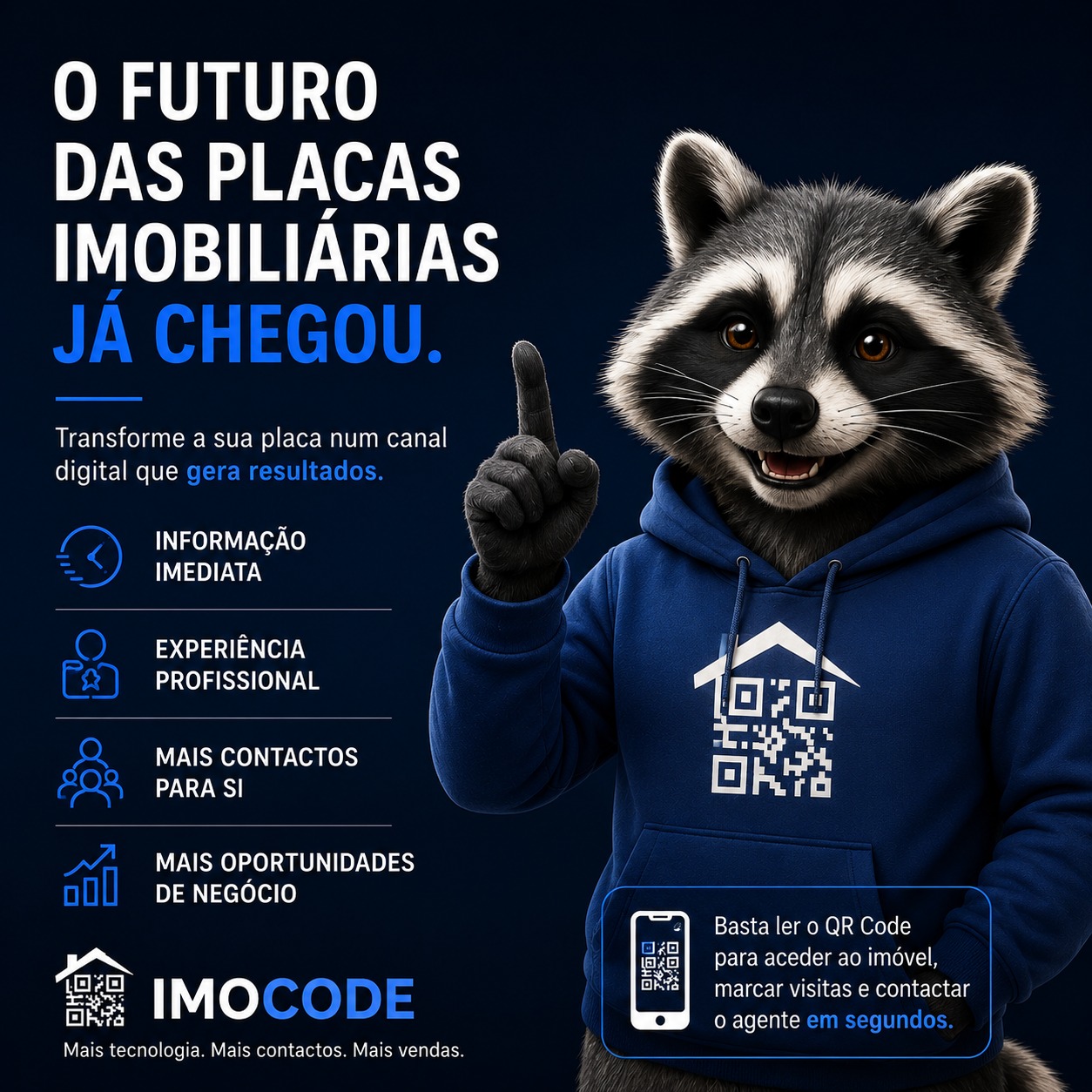 Imocode Facebook ad: O futuro das placas imobiliárias já chegou.