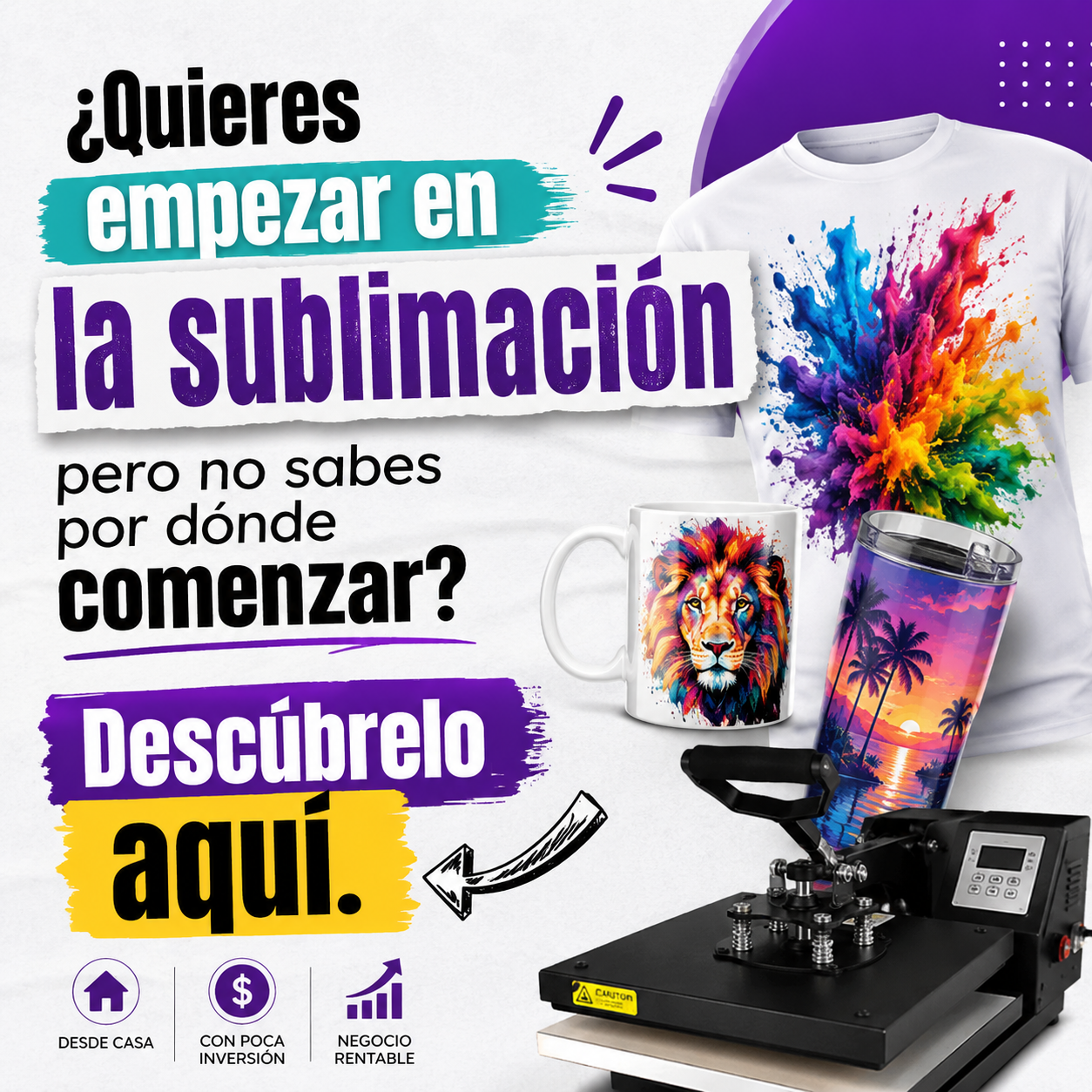 Gestión del Tiempo y Productividad Facebook ad: Aprende a crear tu negocio rentable de sublimación desde…