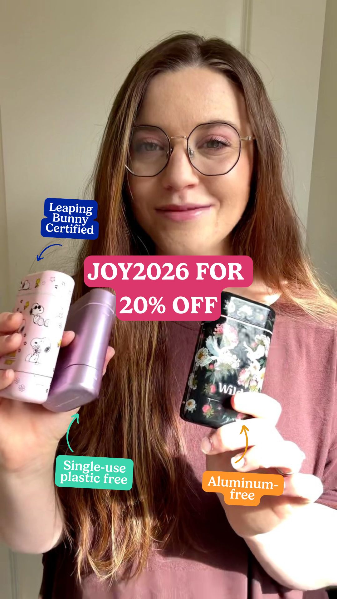 Wild Facebook ad: Get 20% off all Wild products with code JOY2026