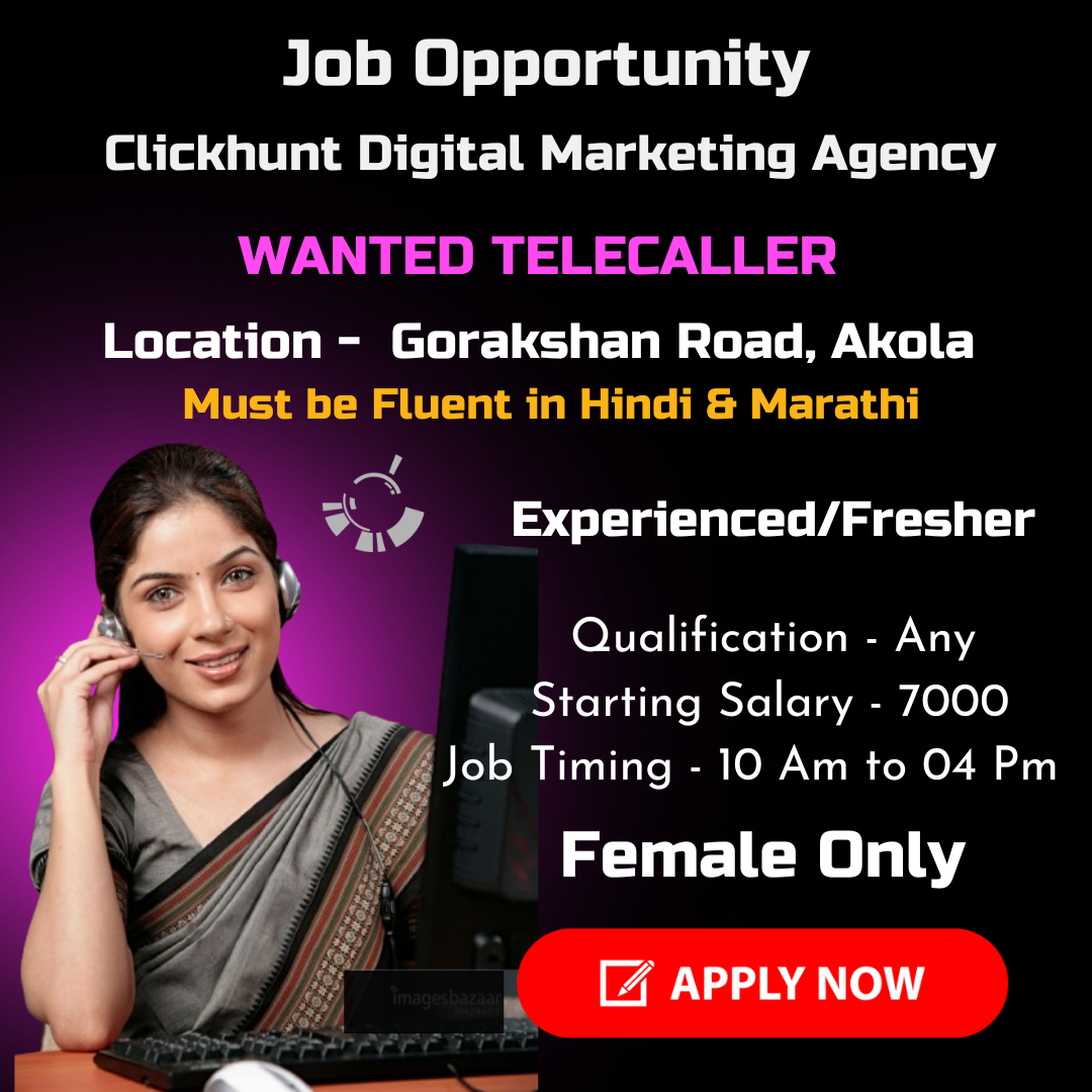 ClickHunt Digital Marketing Facebook ad: Apply Now and become a part of Akola’s top digital…
