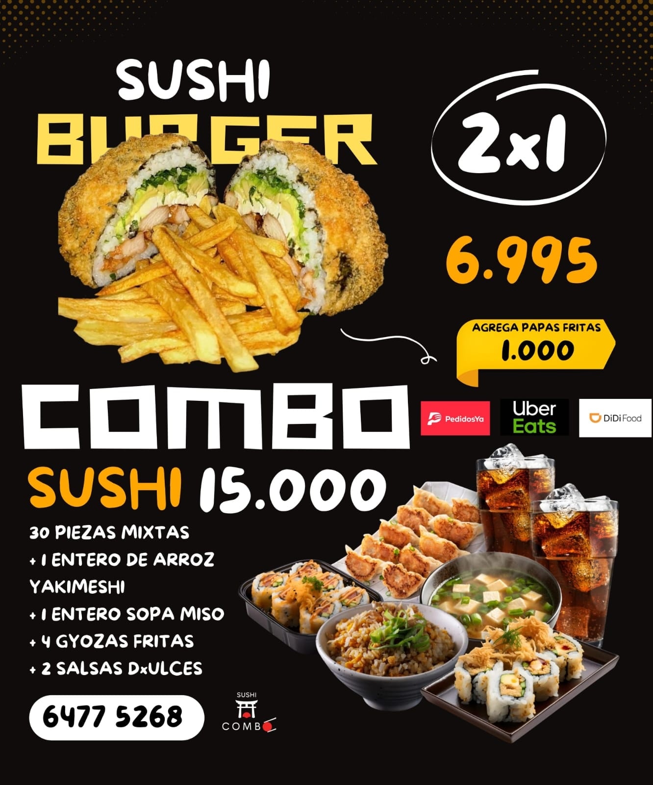 SUSHI COMBO Facebook ad: SUSHI BURGER O SUSHI MIXTO + ENTRADAS