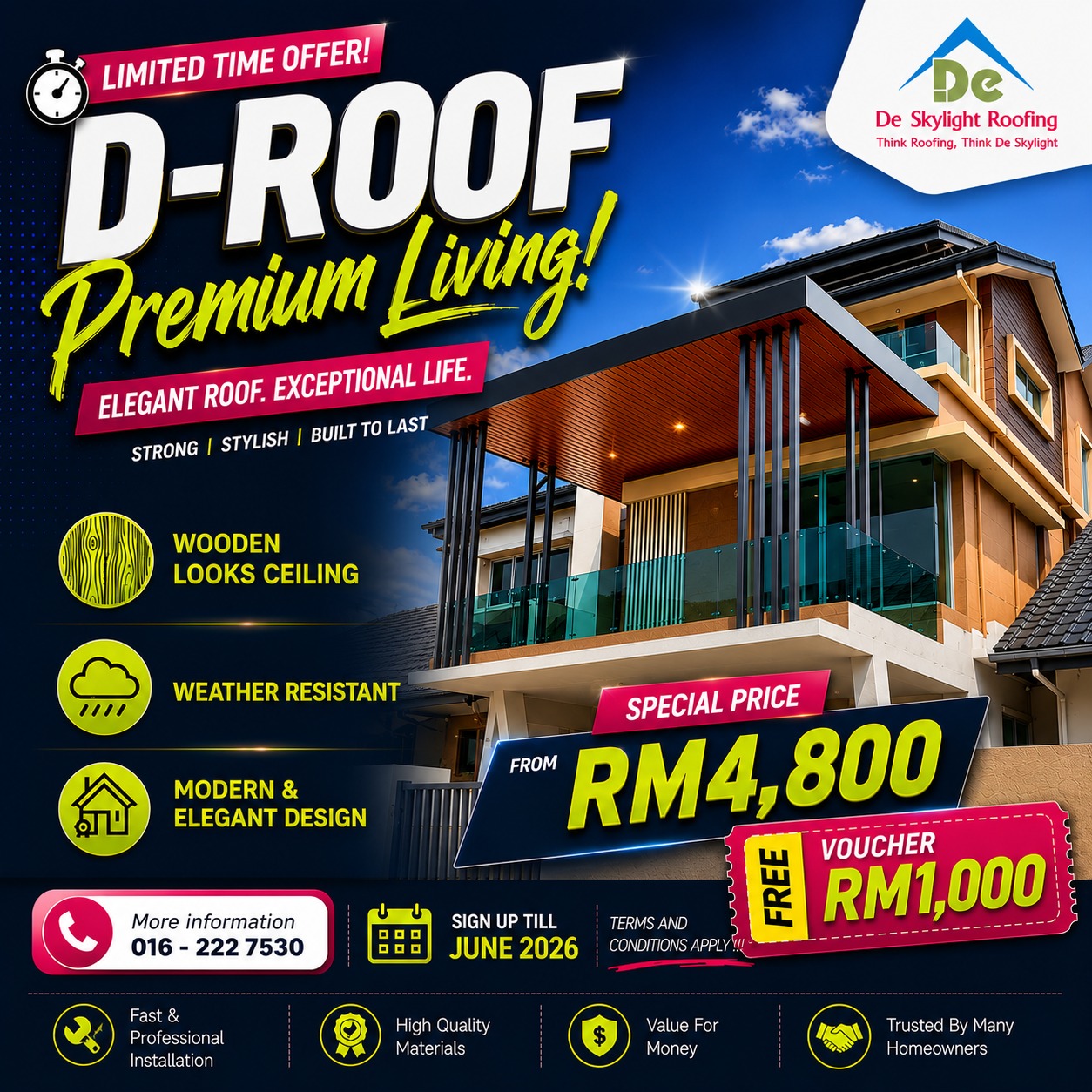 De Skylight Roofing Sdn Bhd Facebook ad: ๐๐ง๐๐๐ฅ๐ข๐๐ฏ๐๐๐ฅ๐ ๐๐ซ๐ข๐๐ ๐๐ซ๐จ๐ฉ!