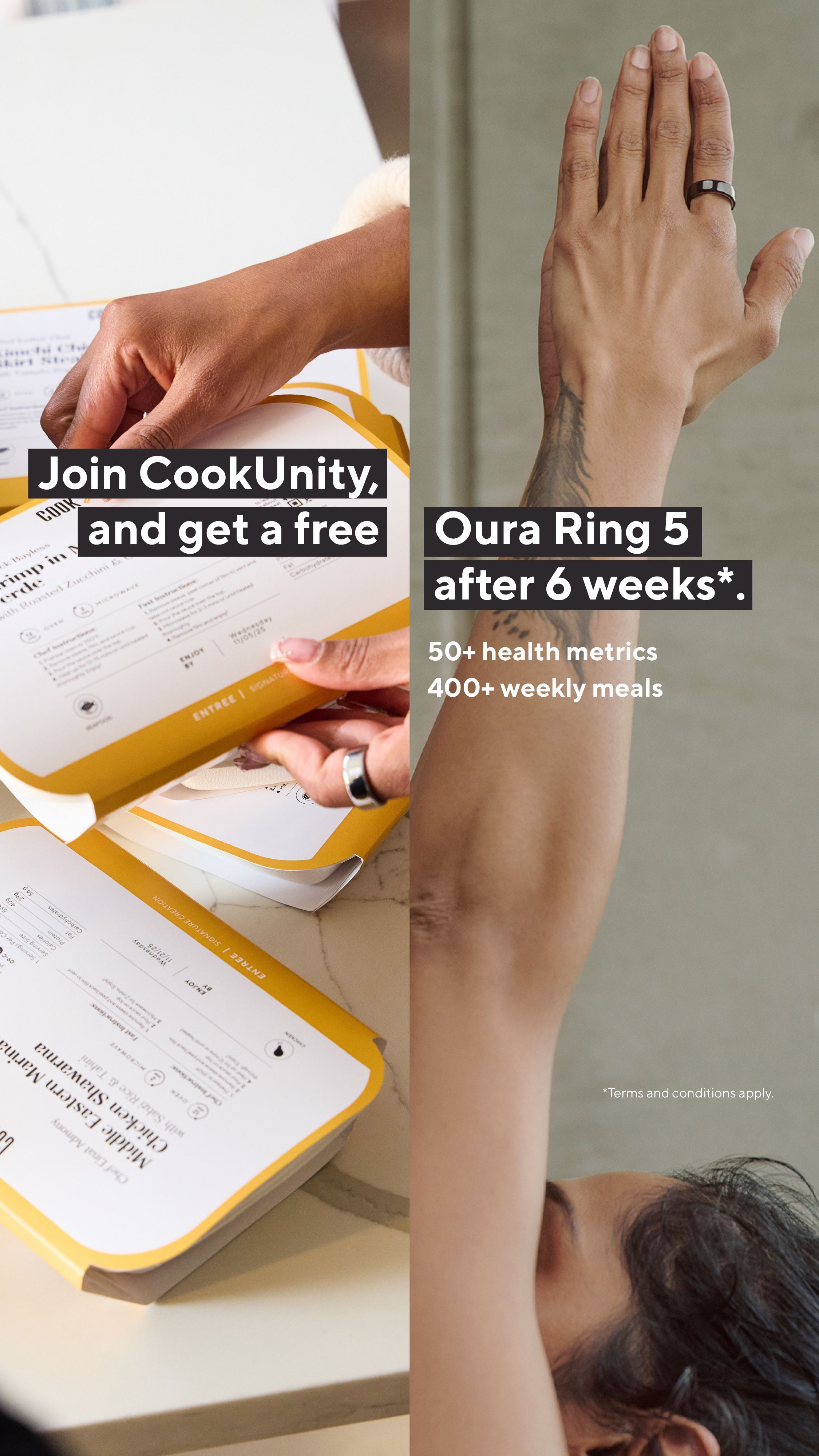 CookUnity Facebook ad: Chef-Crafted Meals + A Free Oura Ring 5