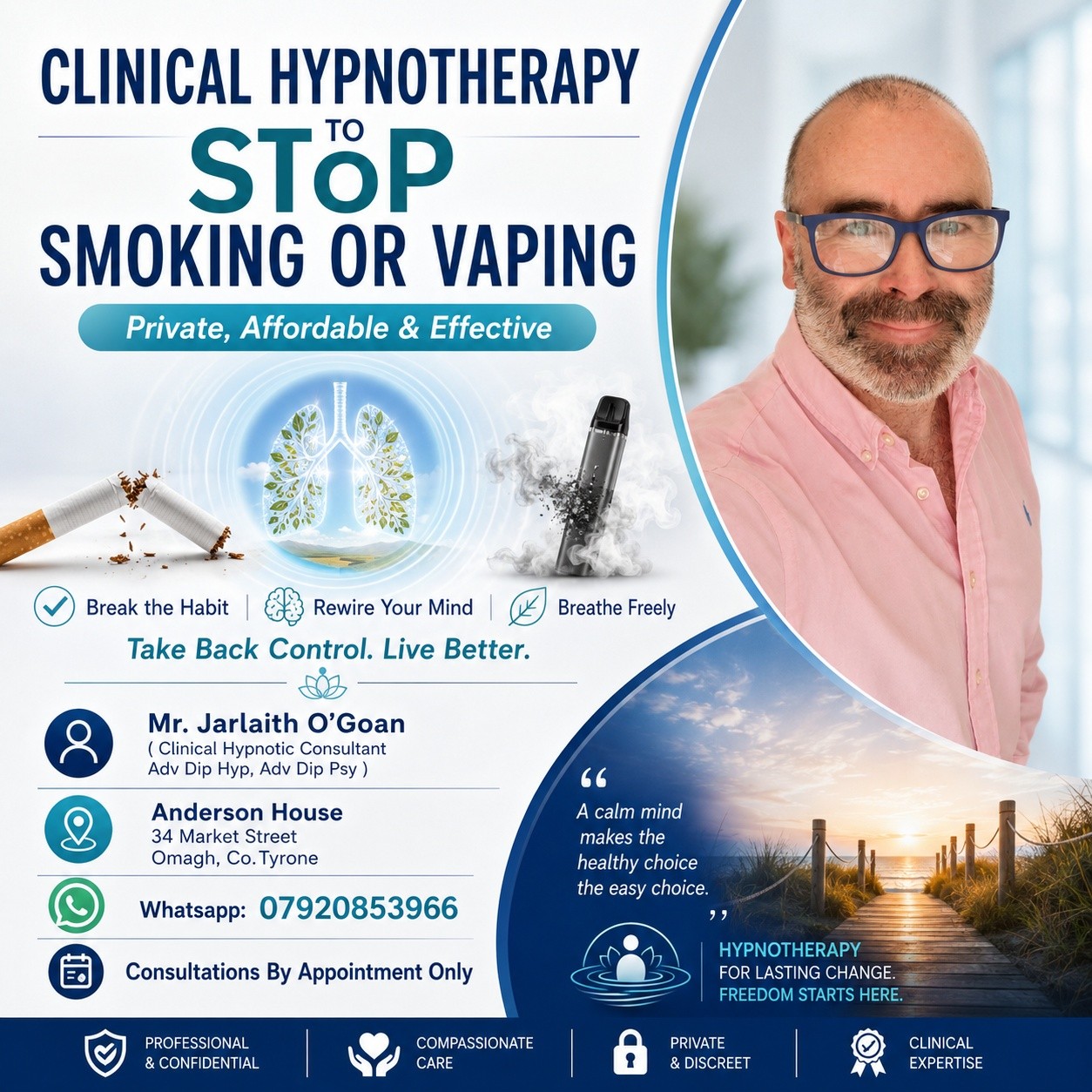 Jarlaith O'Goan Hypnotherapy Facebook ad: ๐๐ฉ๐ค๐ฅ ๐๐ข๐ค๐ ๐๐ฃ๐ ๐๐ง ๐๐๐ฅ๐๐ฃ๐ ๐๐๐จ๐๐ก๐ฎ