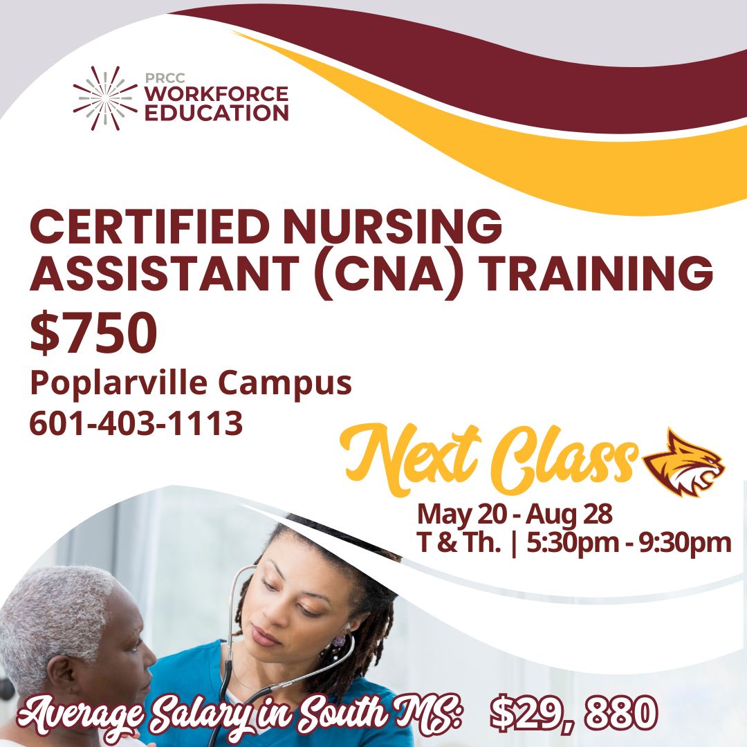 Pearl River Community College Workforce Facebook ad: PRCC | CNA Training