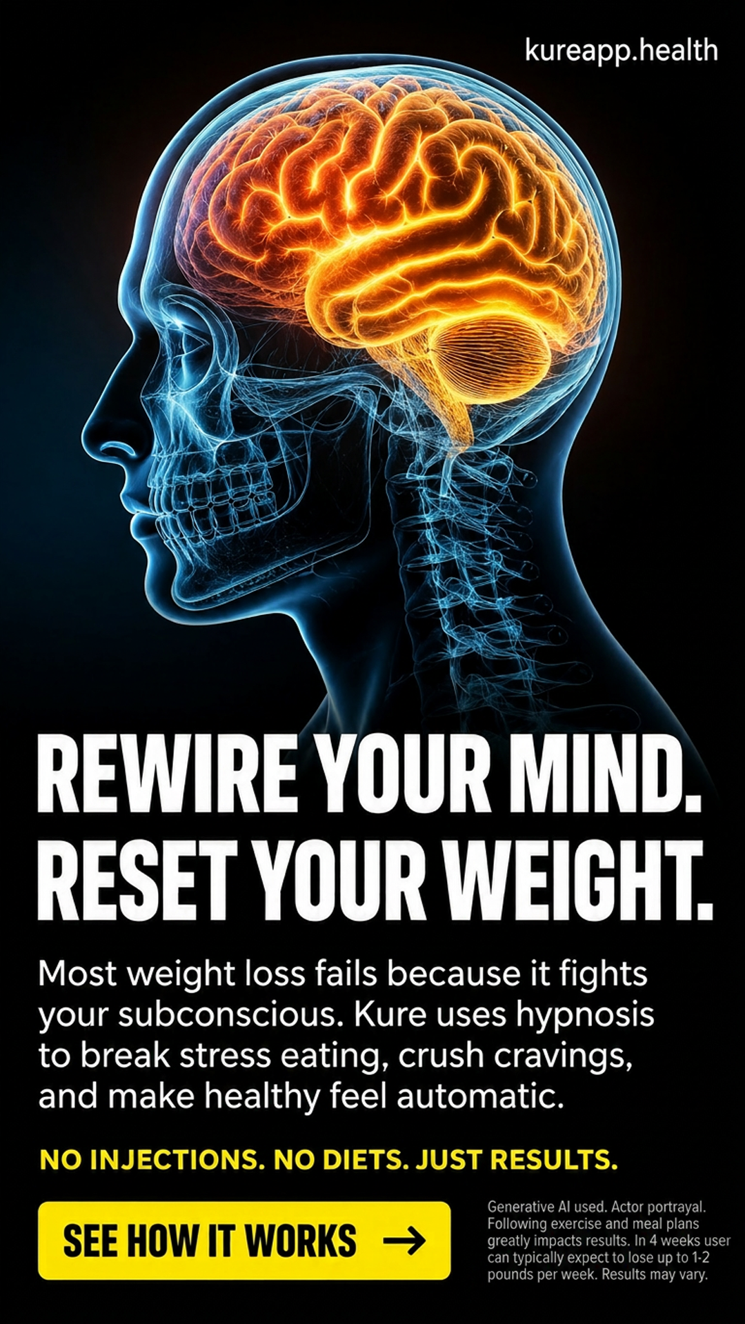 Hypnotherapist Diane Everlynn Facebook ad: Press play. Close your eyes. Change everything