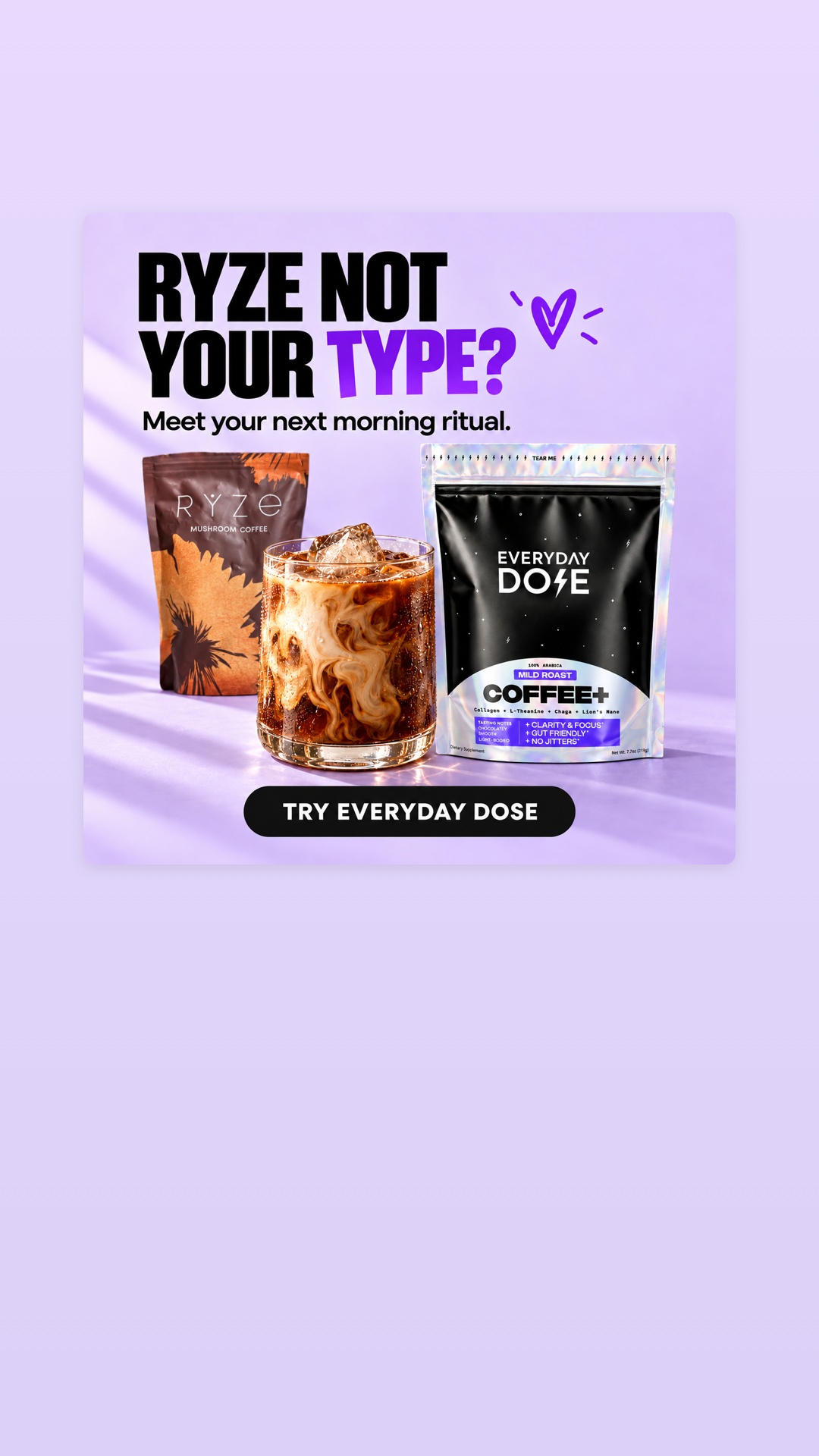 Everyday Dose Facebook ad: Pour Yourself Coffee That Does More