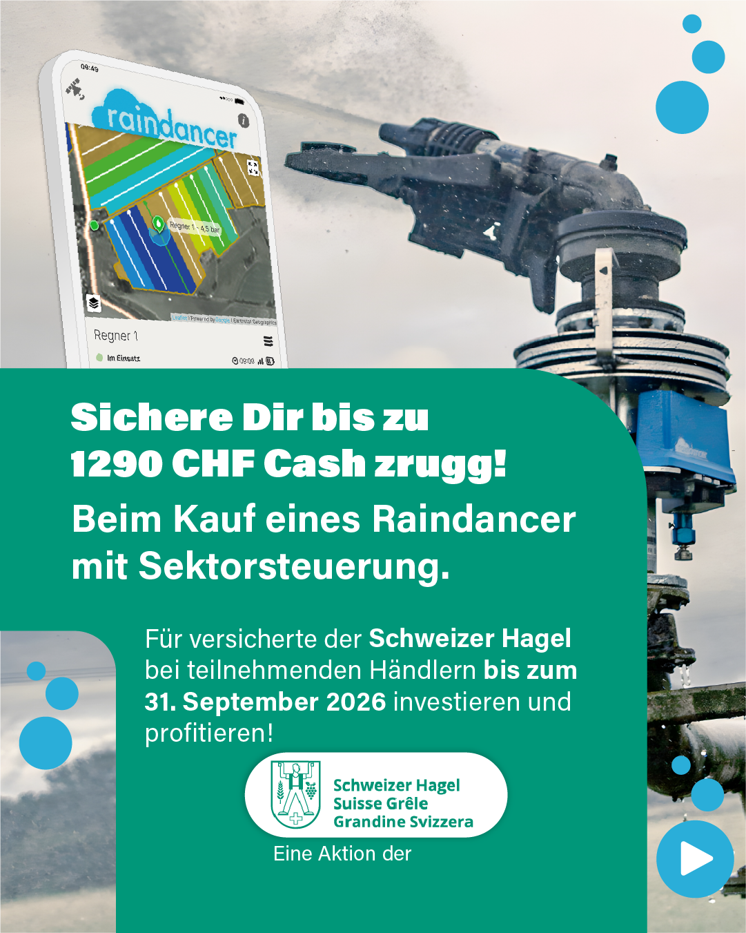 Raindancer Facebook ad: Exklusiv für Schweizer Landwirte und Landwirtinnen