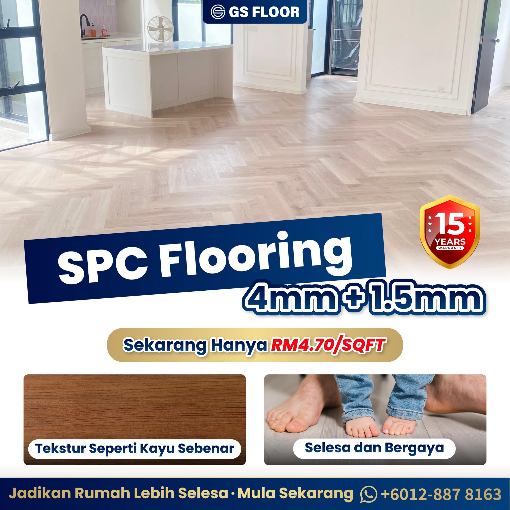 GSpartan Flooring Facebook ad: JB area? Kita datang ukur & bagi harga PERCUMA
