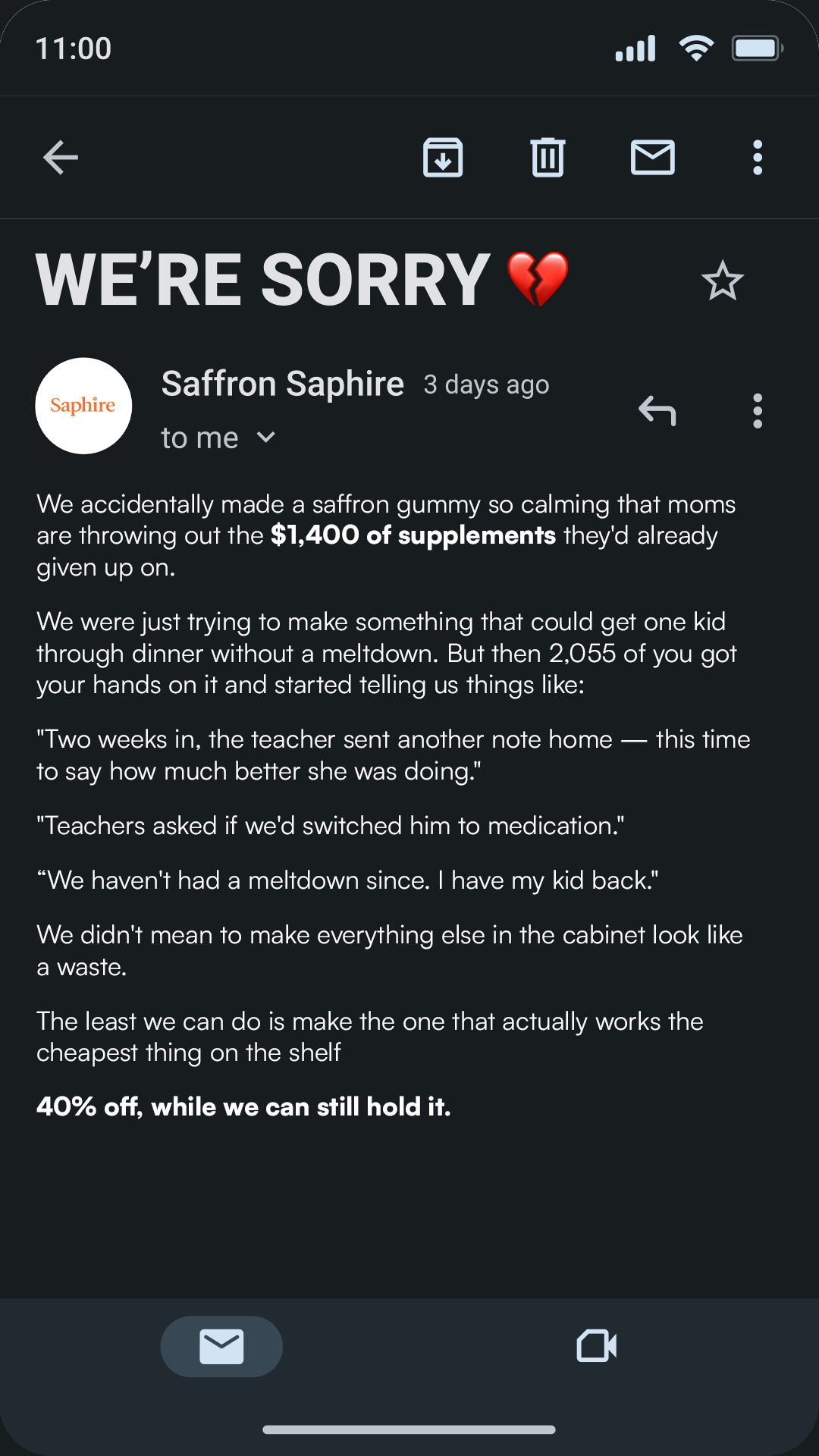 Saphire Saffron Facebook ad