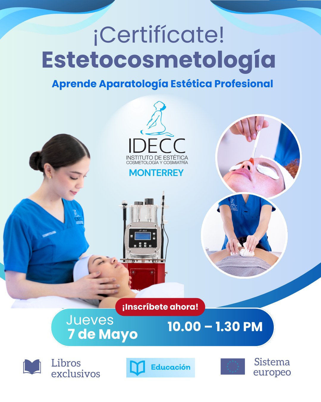 IDECC Monterrey Facebook ad: ¡Certifícate en Estetocosmetología!