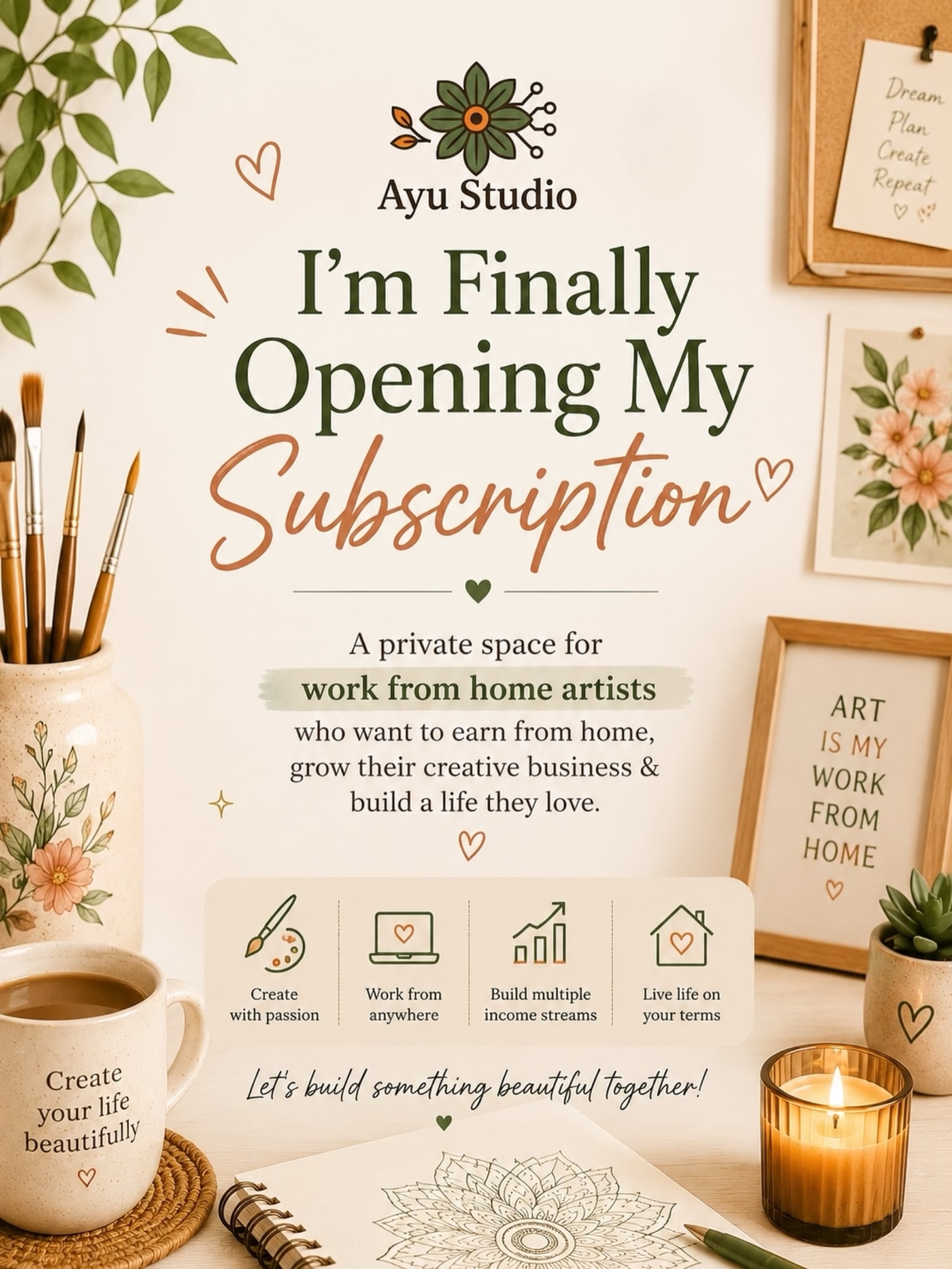 Ayu Studio Facebook ad: After months of building, learning, testing, creating…