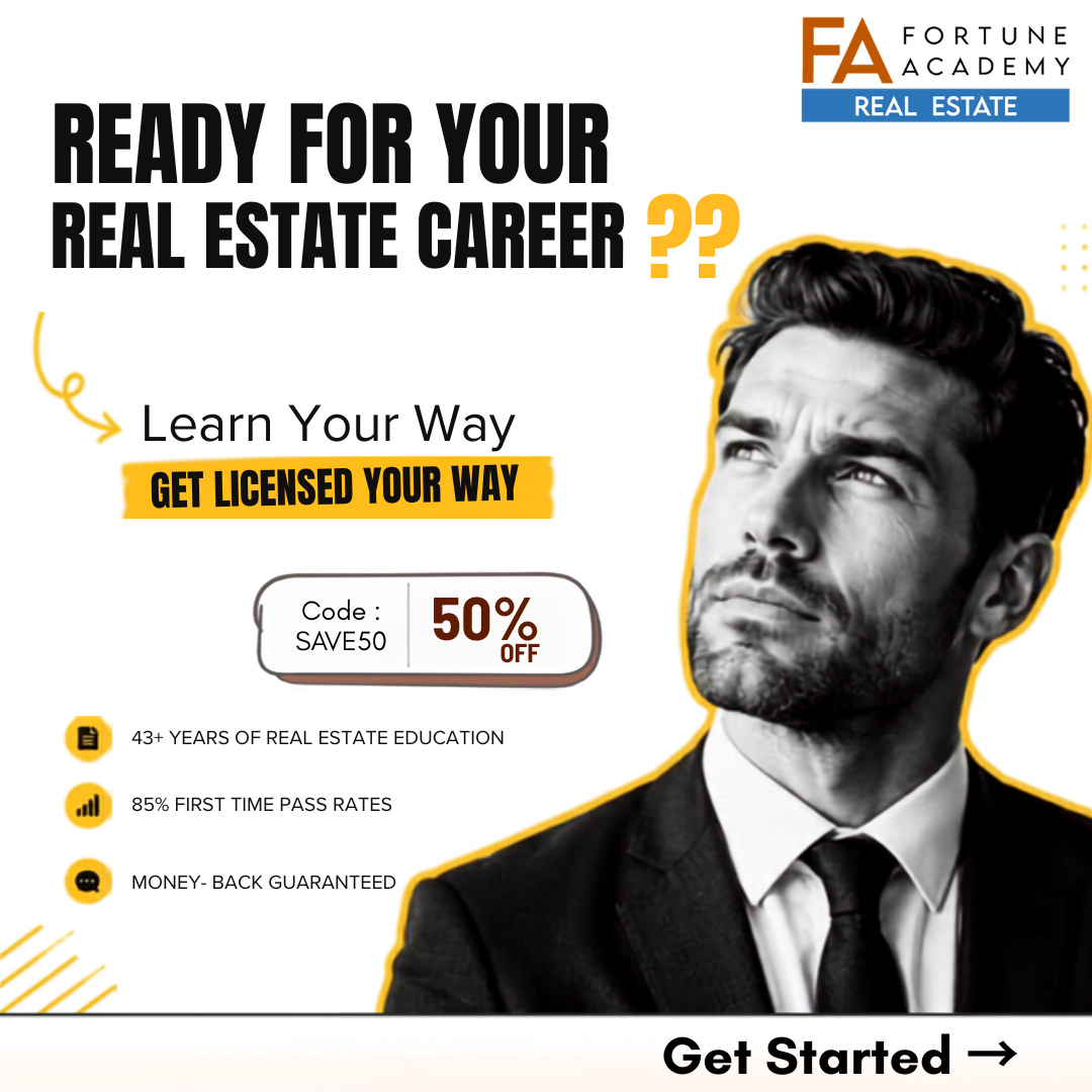 Fortune Academy of Real Estate Facebook ad: Save $300 on Your Real Estate License