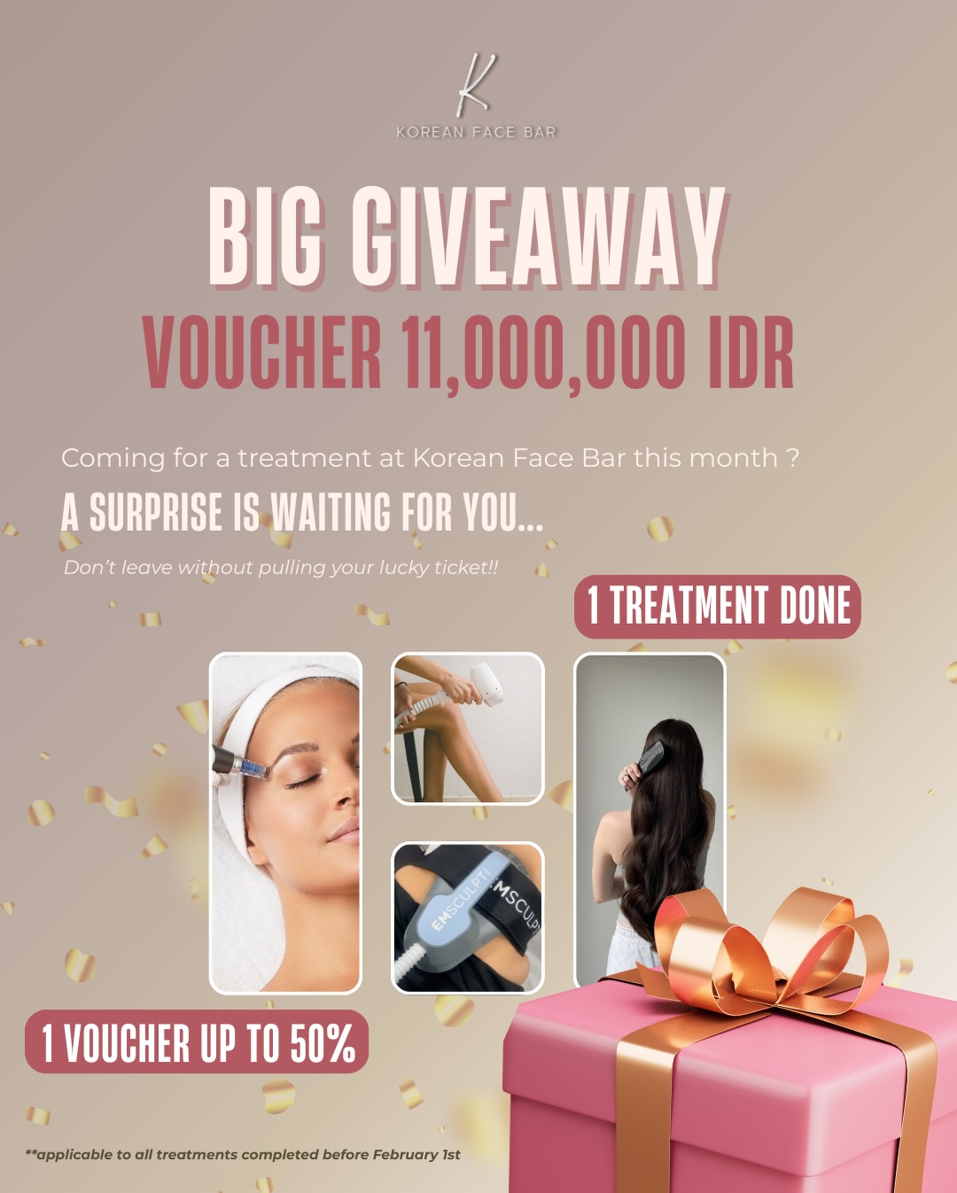 Korean Face Bar Facebook ad: BIG BEAUTY GIVEAWAY, EVERY CLIENT WINS!