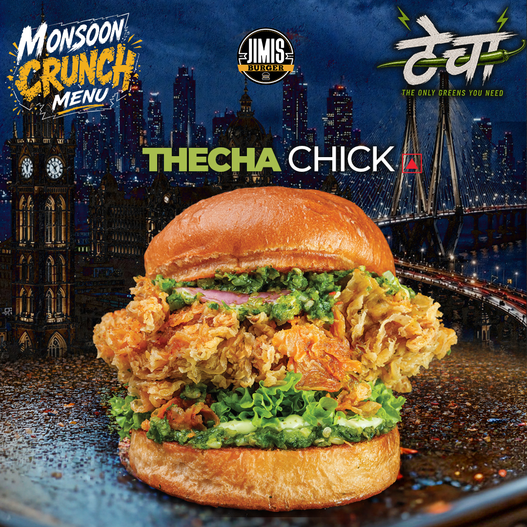 Jimis Burger Facebook ad: Monsoon Crunch Menu - Thecha