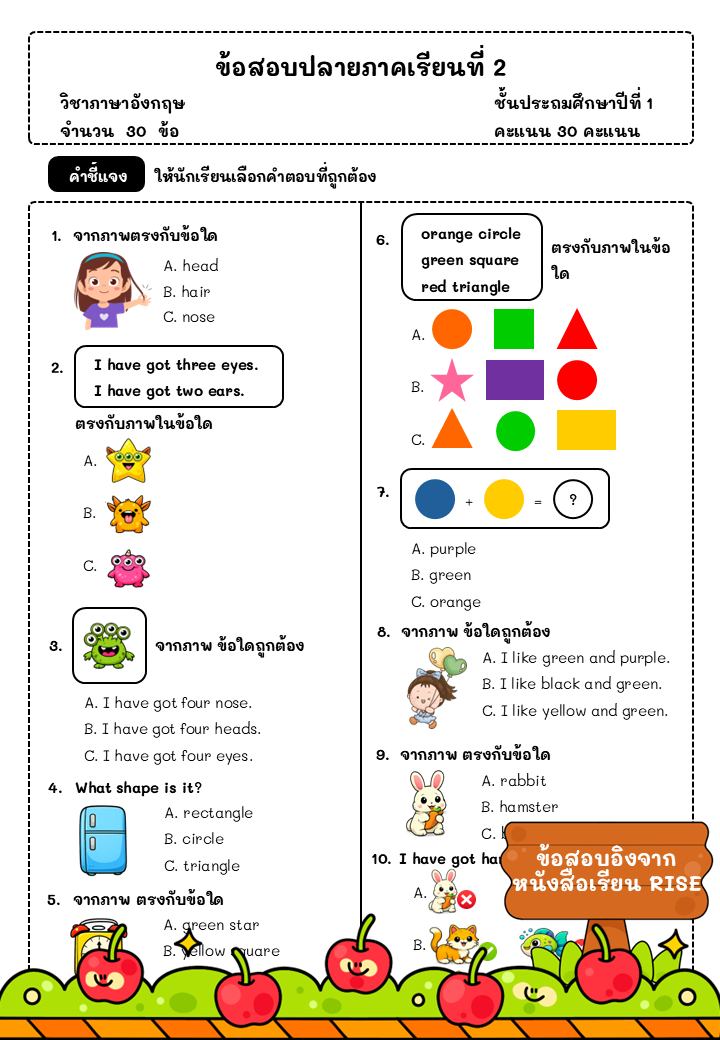 สื่อการสอนประถมศึกษา - Primary Academy Facebook ad: ข้อสอบปลายภาค วิชาภาษาอังกฤษ
