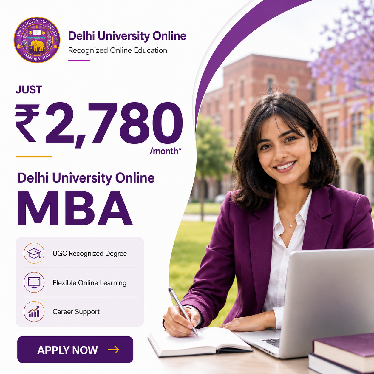 Online MBA Degree Facebook ad: DU Online MBA | Admissions Open 2026