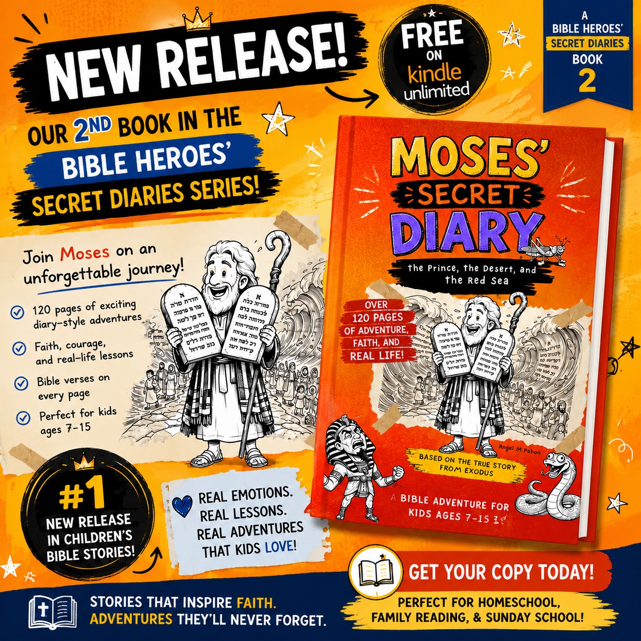 Fawelo Facebook ad: MOSES' SECRET DIARY, Bible Stories for Kids Ages 7-15: The…