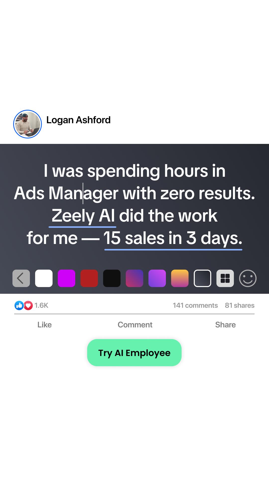 Zeely: AI Ads Maker Facebook ad