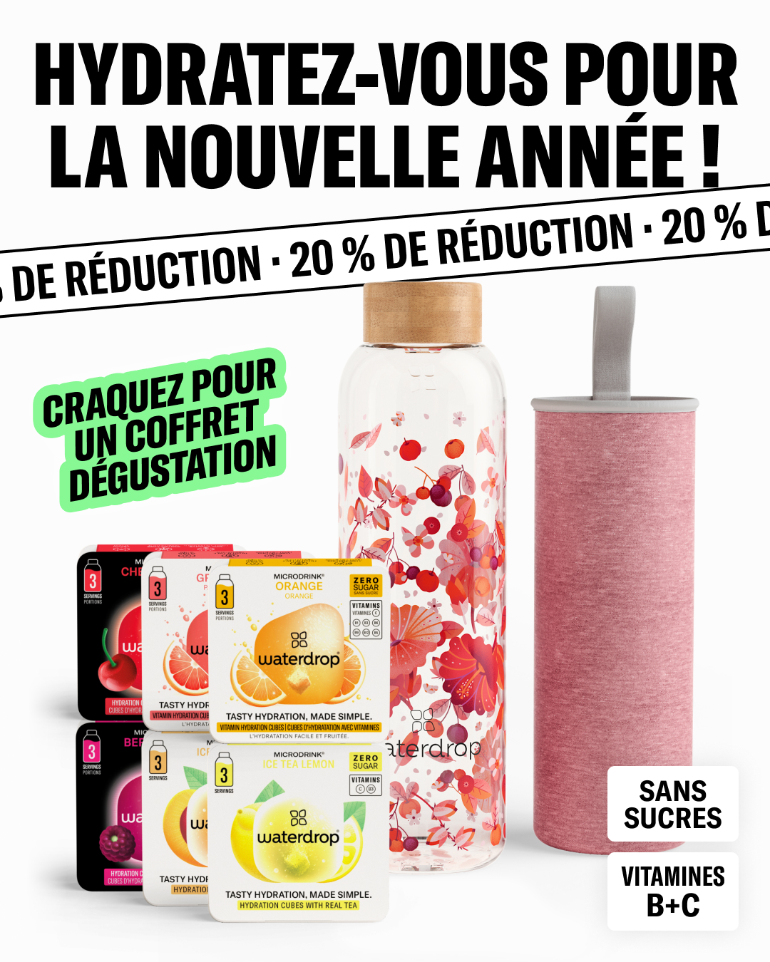 Waterdrop Facebook ad: 10 % de réduction avec le code: NEWYEAR10