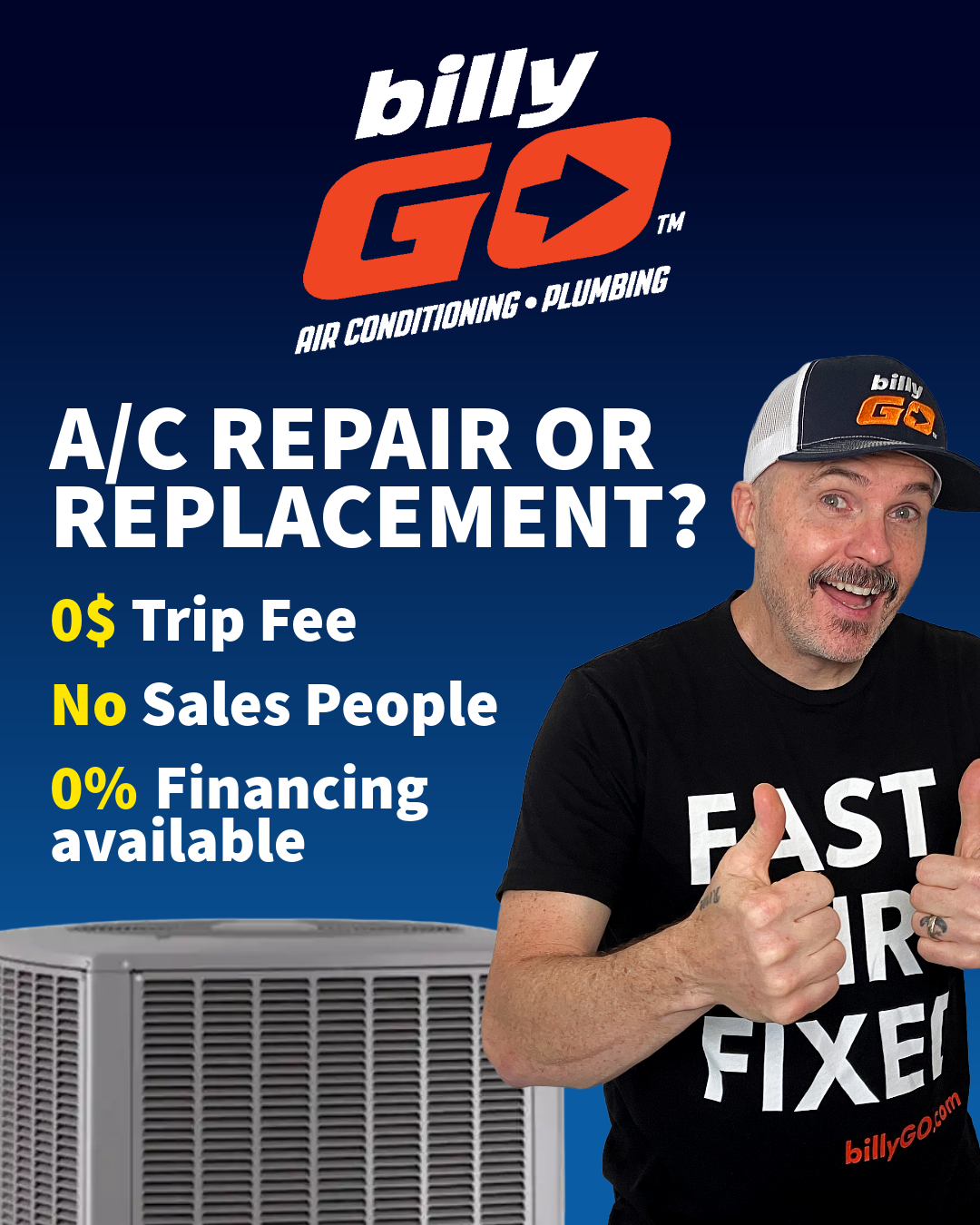 billyGO Air Conditioning & Plumbing Facebook ad