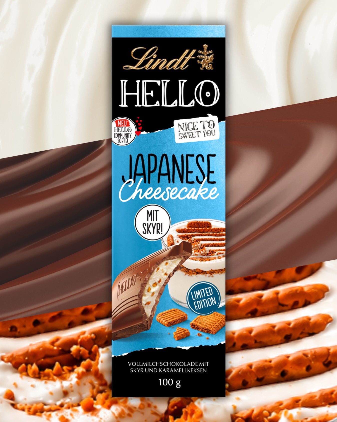 Lindt Facebook ad: NEU! HELLO Japanese Cheesecake Limited Edition